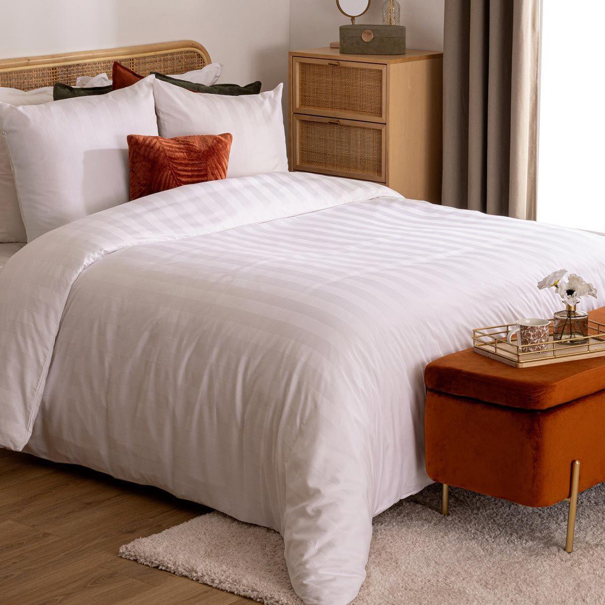 ATMOSPHERA Parure de lit  satiné  260x240cm blanc