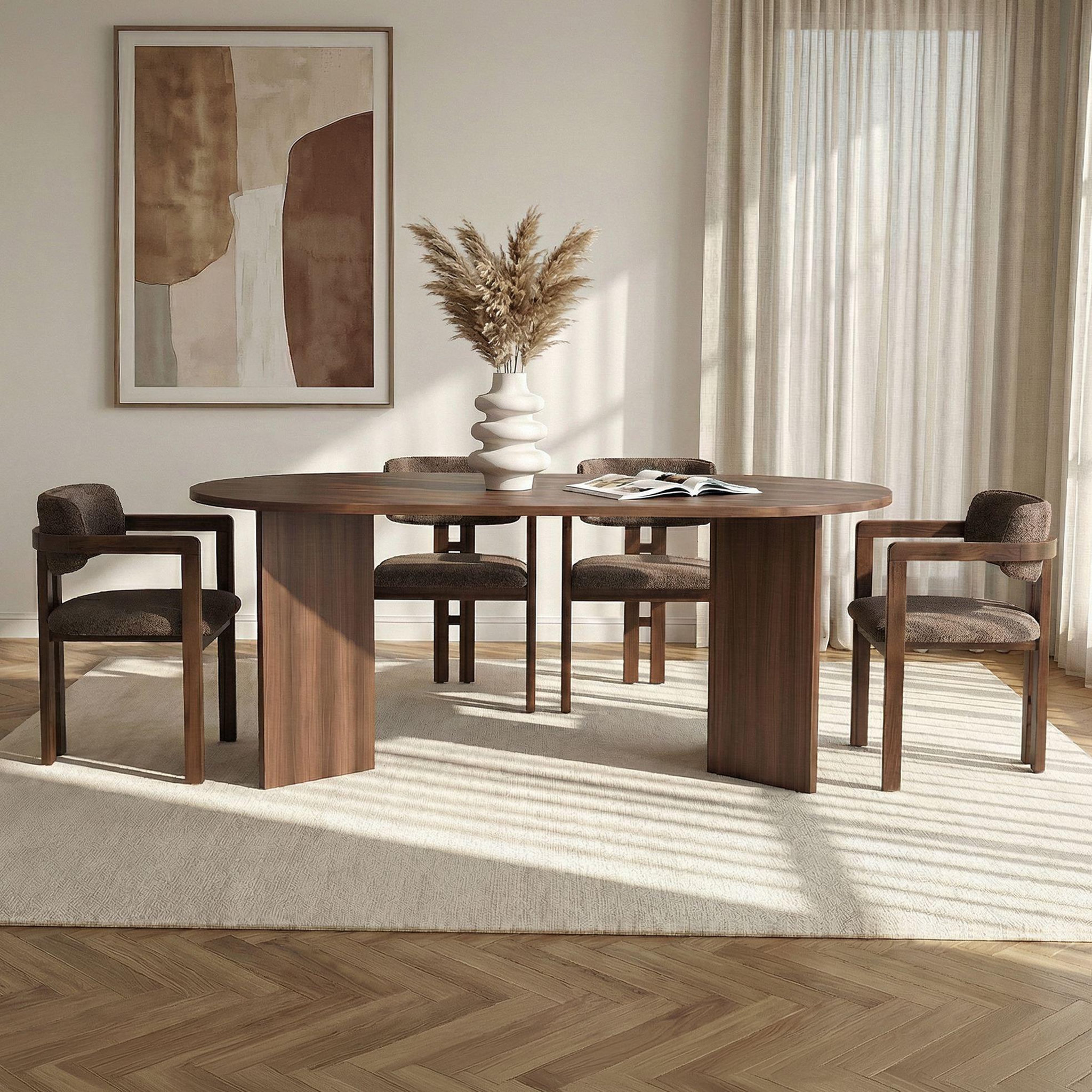 Voir la diapositive 3 : Habitat et Jardin Ensemble table et chaises (5 pièces) en bois  meridia 4  - 180 x 90 x 75 cm - marron