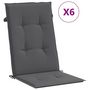 Voir la diapositive 2 : VIDAXL Coussins de chaise de jardin a dossier haut lot de 6 anthracite
