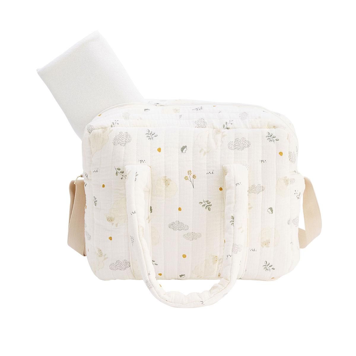 Petit Béguin Sac à langer en gaze de coton et tapis de change Câlins