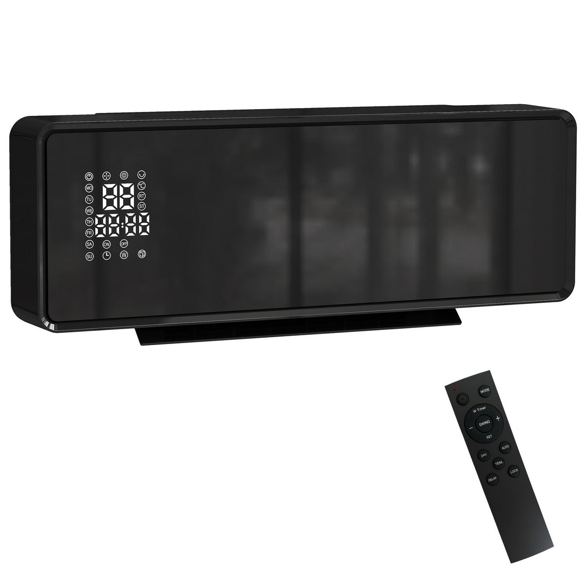 HOMCOM Chauffage soufflant mural 2000W chauffage céramique PTC radiateur réglable timer oscillant télécommande noir