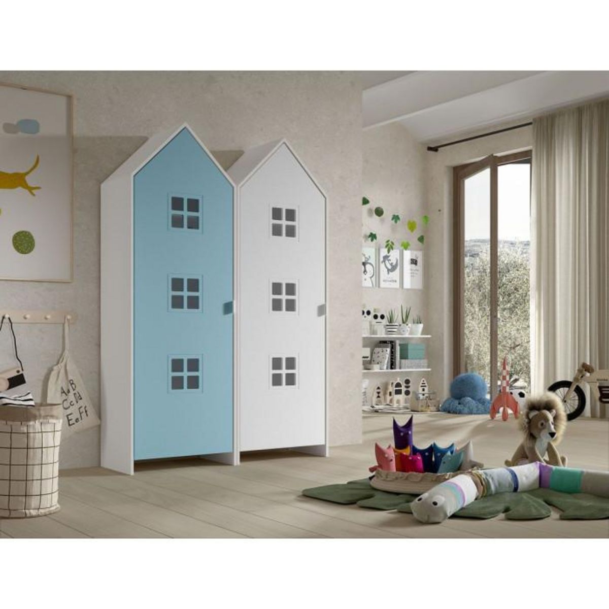 Paris Prix Pack - 2 Armoires Enfant  Casami Bruges  171cm Bleu & Blanc