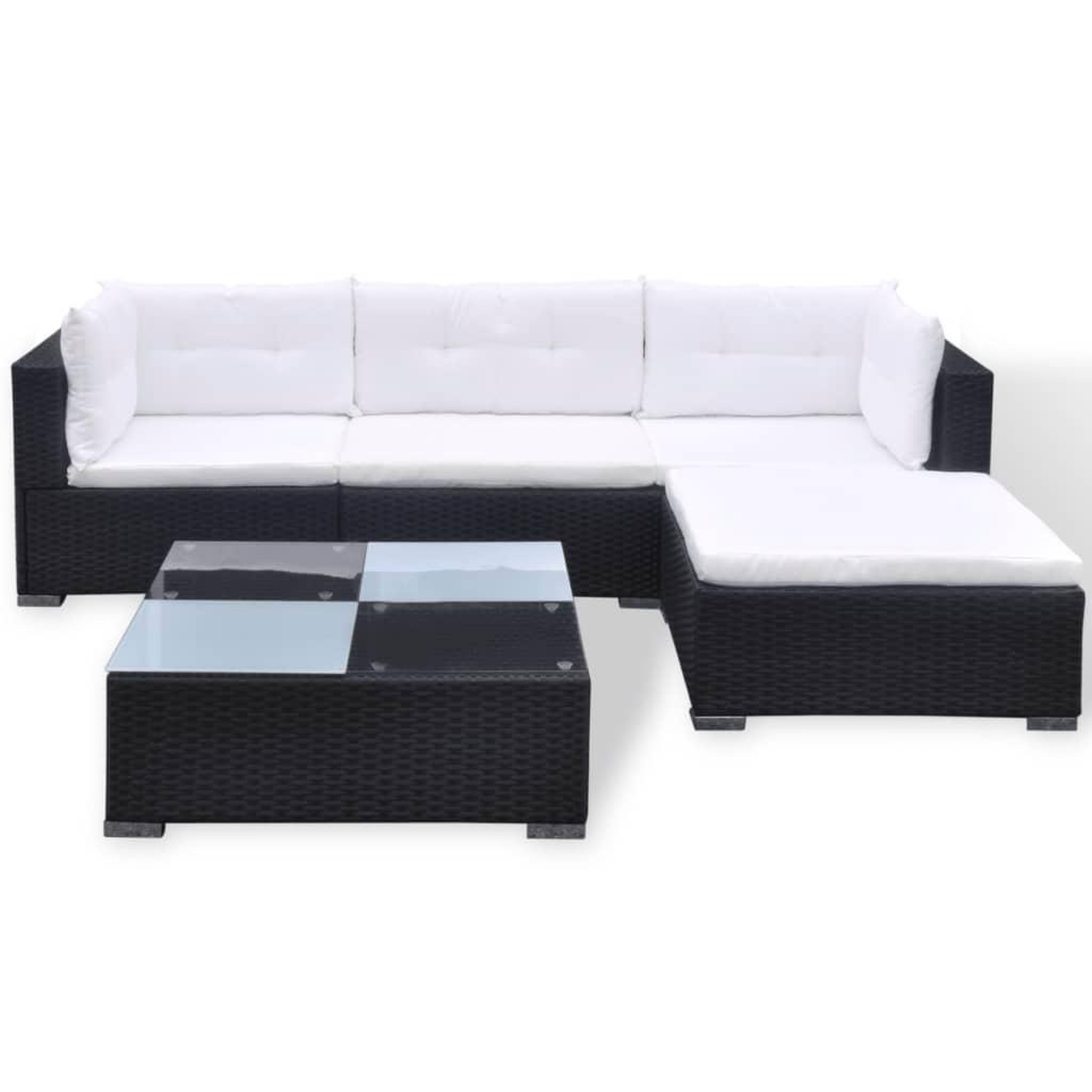 Voir la diapositive 3 : VIDAXL Salon de jardin 5 pcs avec coussins resine tressee noir
