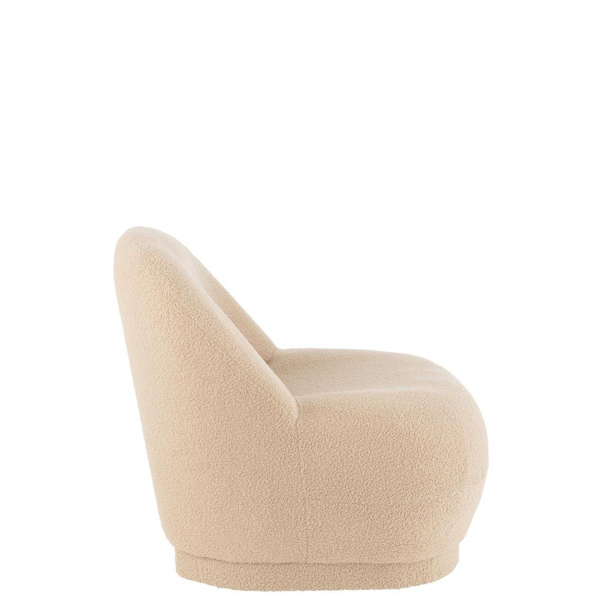 Voir la diapositive 3 : J-LINE Fauteuil design bouclette  teddy  88cm beige