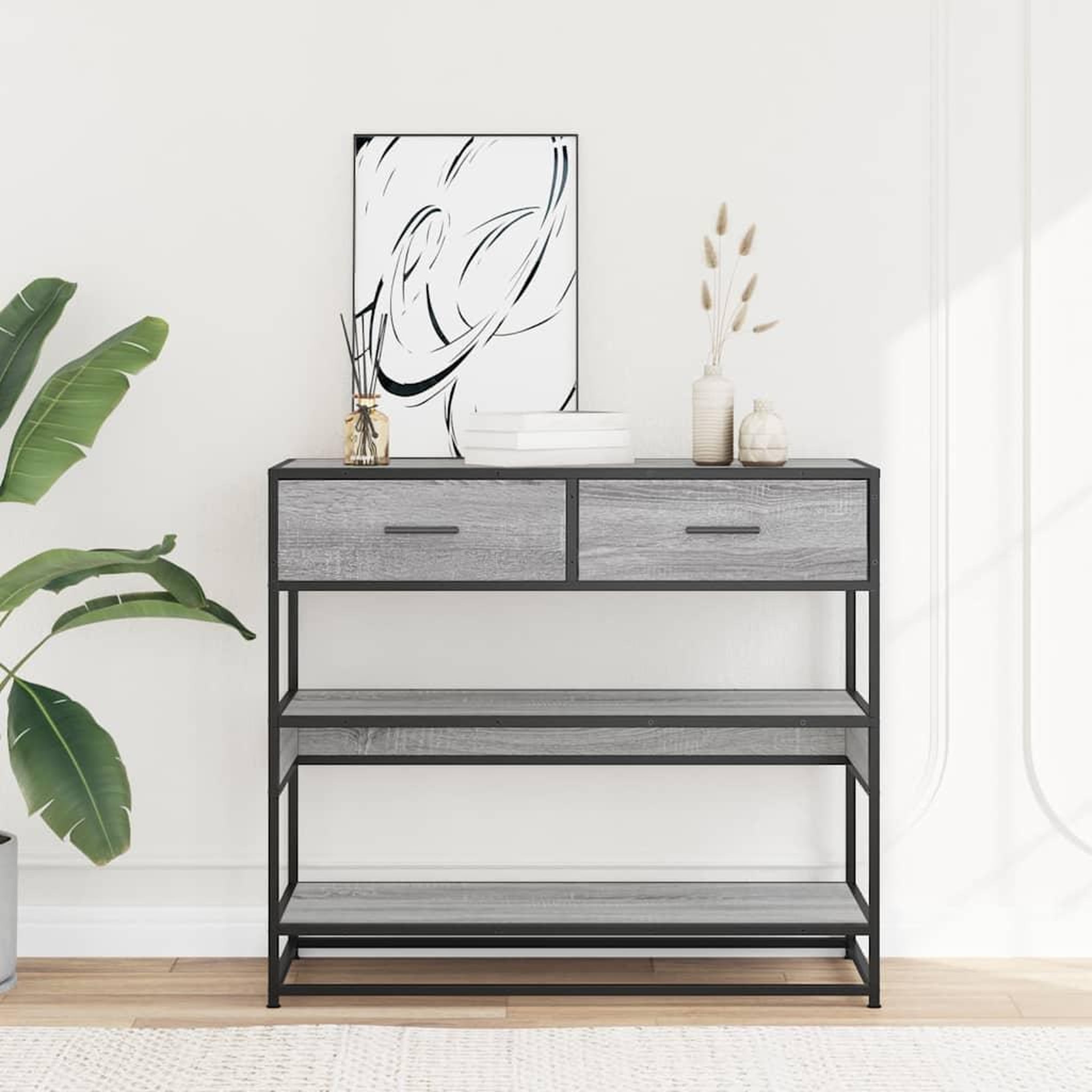 Voir la diapositive 3 : VIDAXL Table console sonoma gris 90x35x80 cm bois d'ingenierie