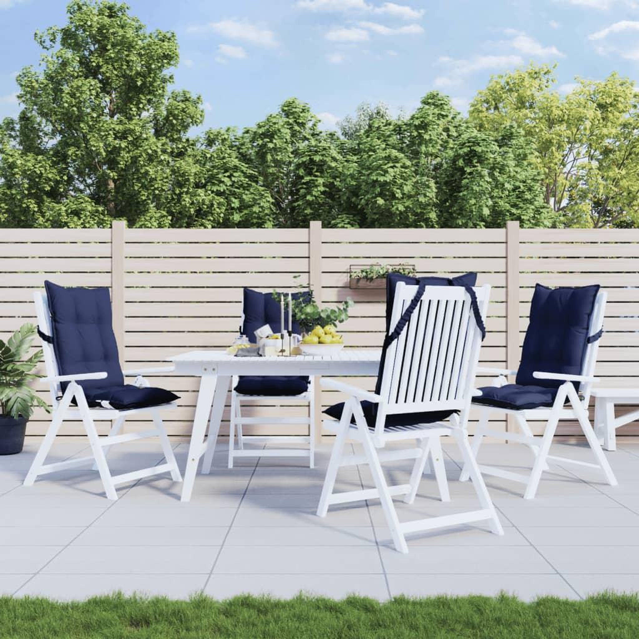 VIDAXL Coussins de chaise a dossier haut lot de 4 bleu marine
