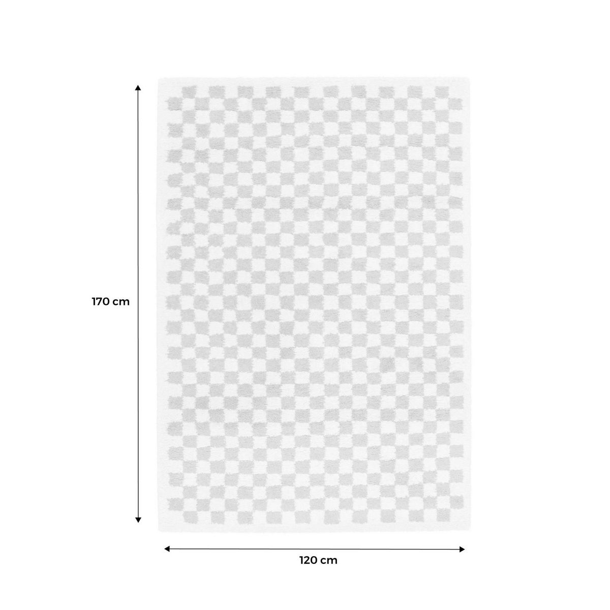 SWEEEK Tapis intérieur shaggy poils longs damier jaune moutarde et crème