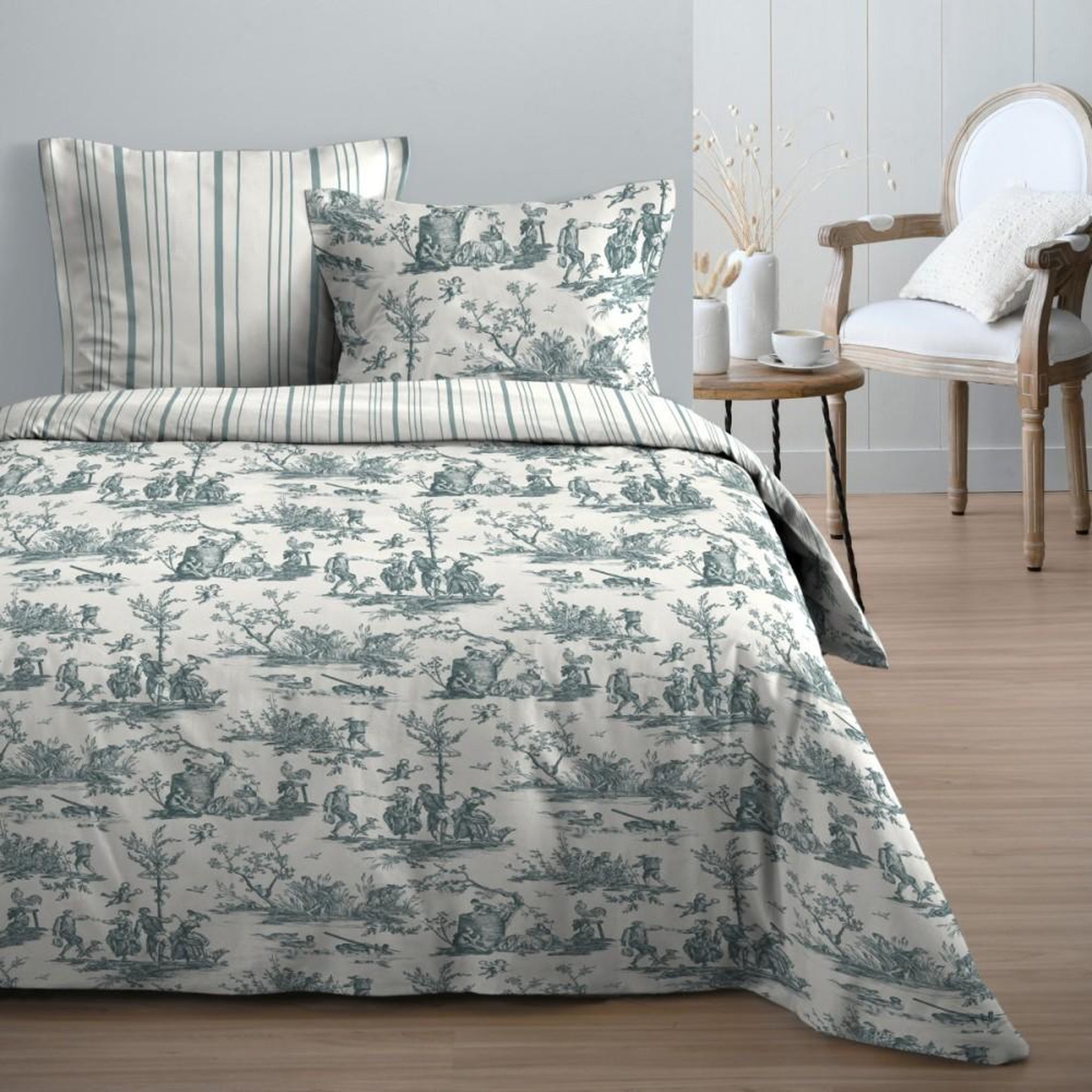 Voir la diapositive 1 : STOF Housse de couette 260x240 ANGELIQUE + 2 taies coton 57 fils