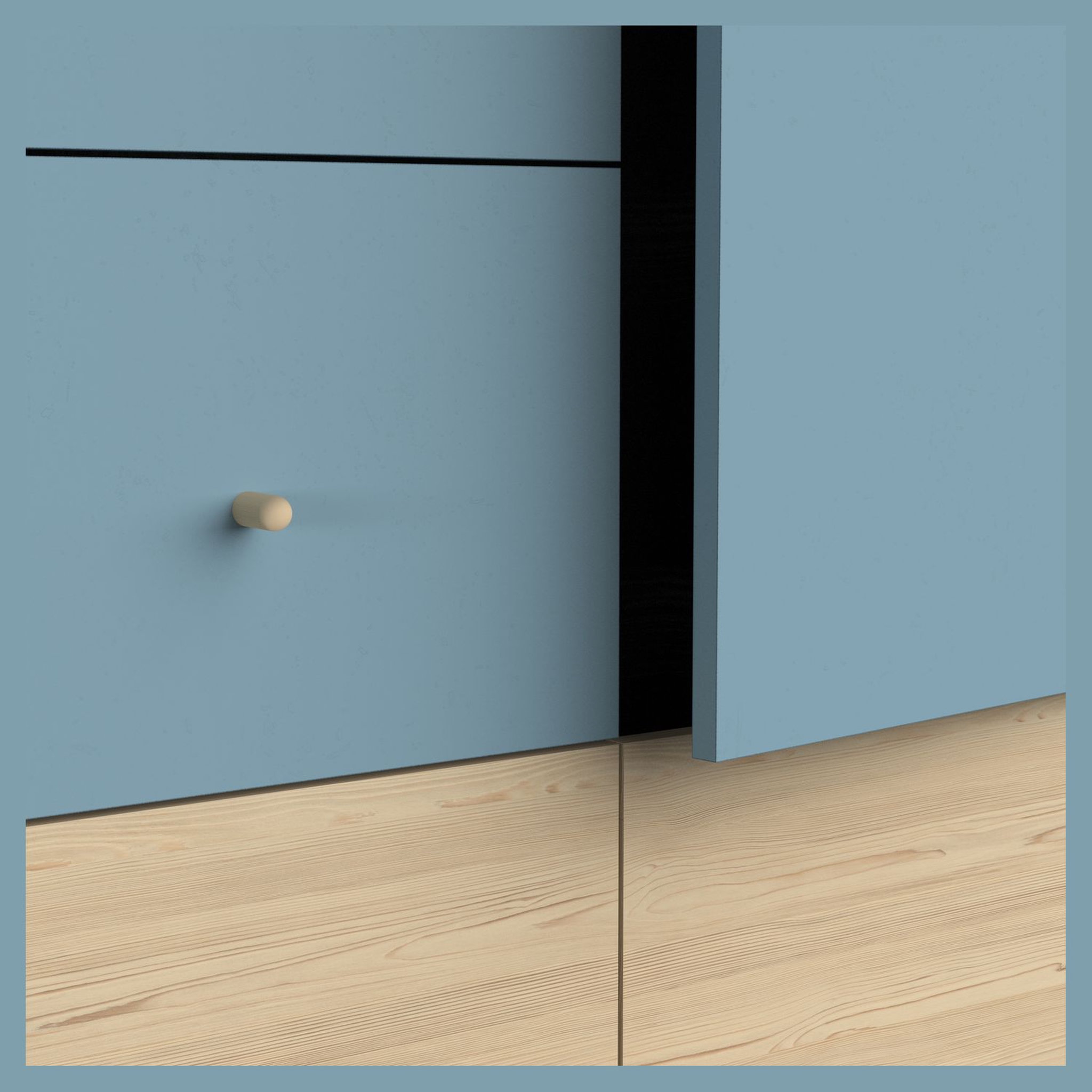Voir la diapositive 3 : Armoire bébé enfant 3 portes 4 tiroirs bleu LINIA 