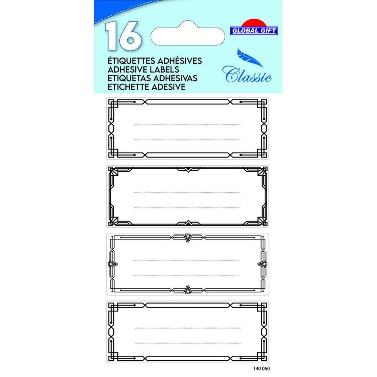 GLOBAL GIFT 16 étiquettes adhésives scolaires - Géométrique - Noir