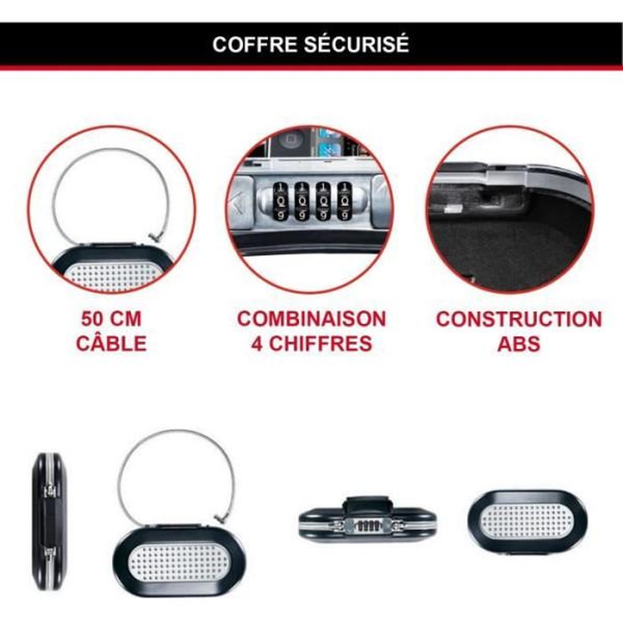 Voir la diapositive 4 : Master lock Mini coffre-fort portable - master lock - 5900eurd - avec câble - combinaison - noir