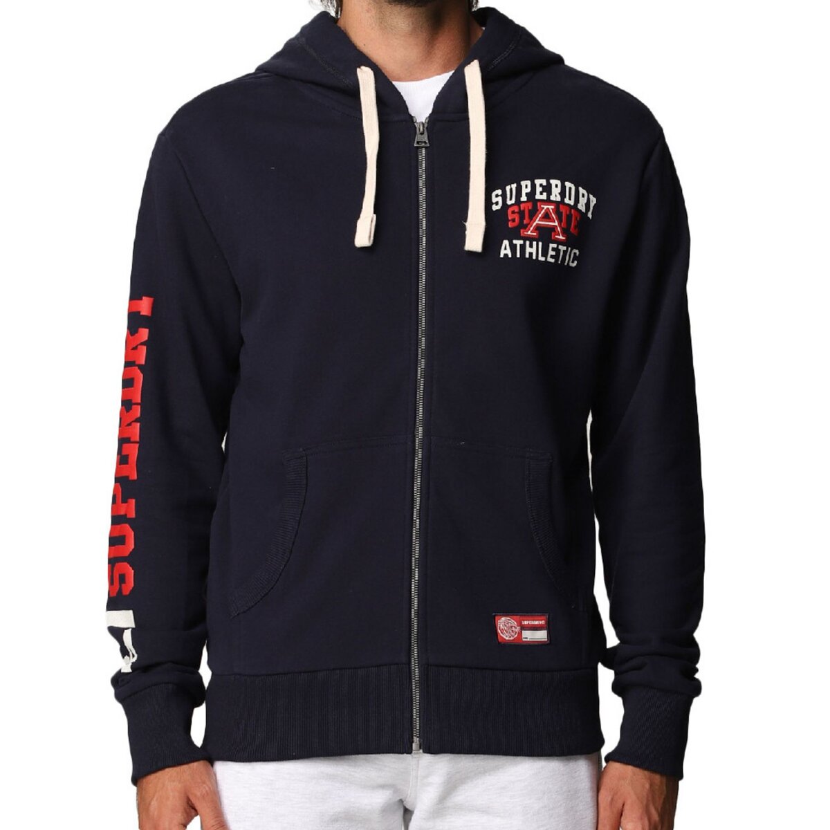 SUPERDRY Sweat zipp Marine Homme Superdry Track Field pas cher