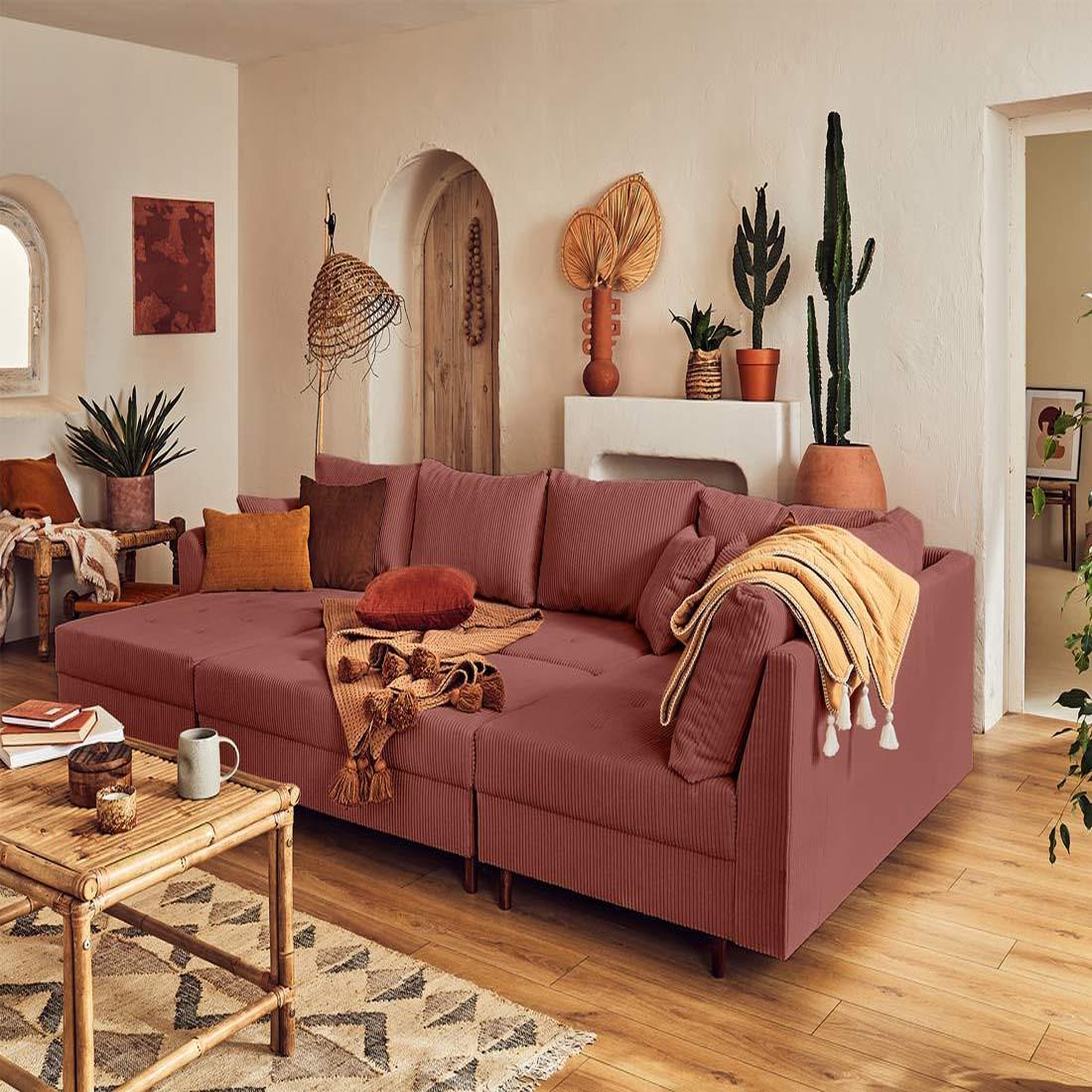 Voir la diapositive 5 : LISA DESIGN Rune - pouf modulable - en velours côtelé