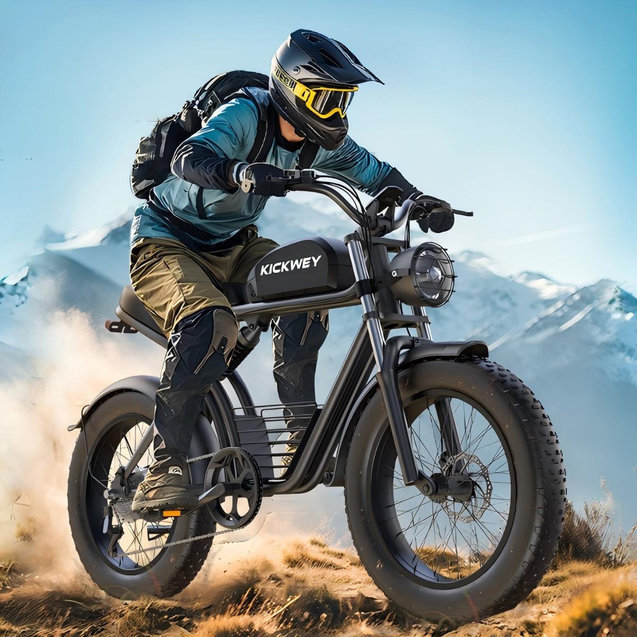 Voir la diapositive 3 : KICKWEY Vélo électrique kickwey k7 fat, 48 v 23 ah, grande autonomie, style cyclomoteur, noir