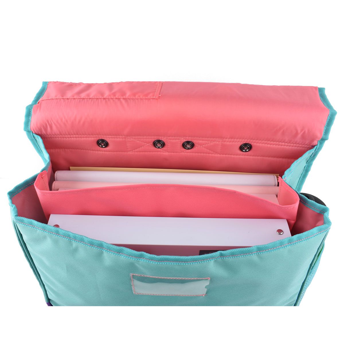 AUCHAN Cartable à roulette bleu POSITIVE ENERGY avec leds        