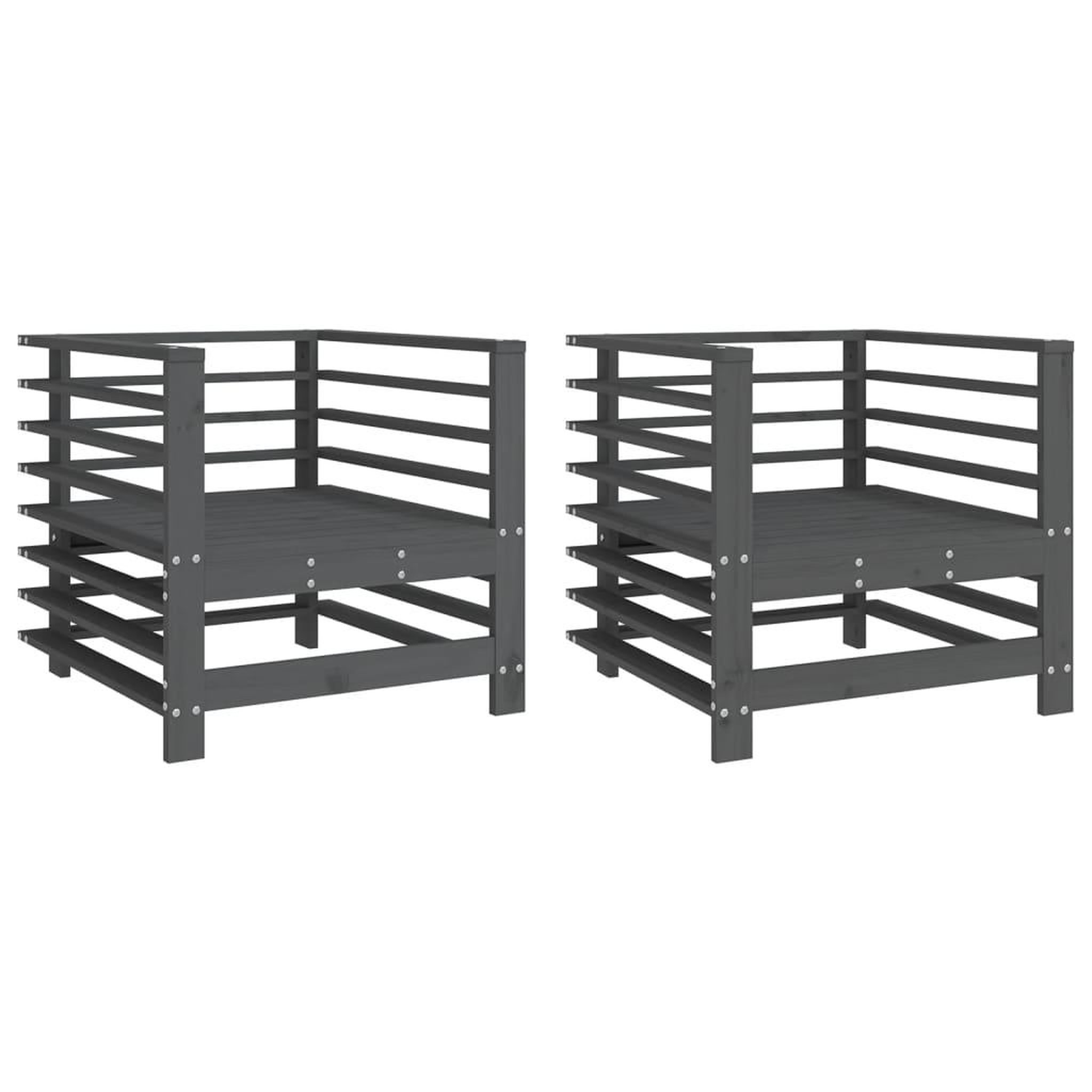 Voir la diapositive 2 : VIDAXL Chaises de jardin lot de 2 gris bois massif de pin