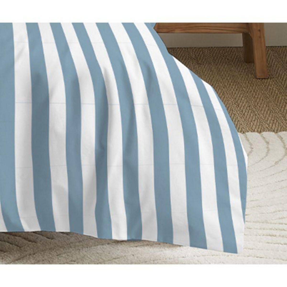 COTON PUR Pack complet housse de couette réversible pour lit 180 x 200 cm  King size  Anatole azur