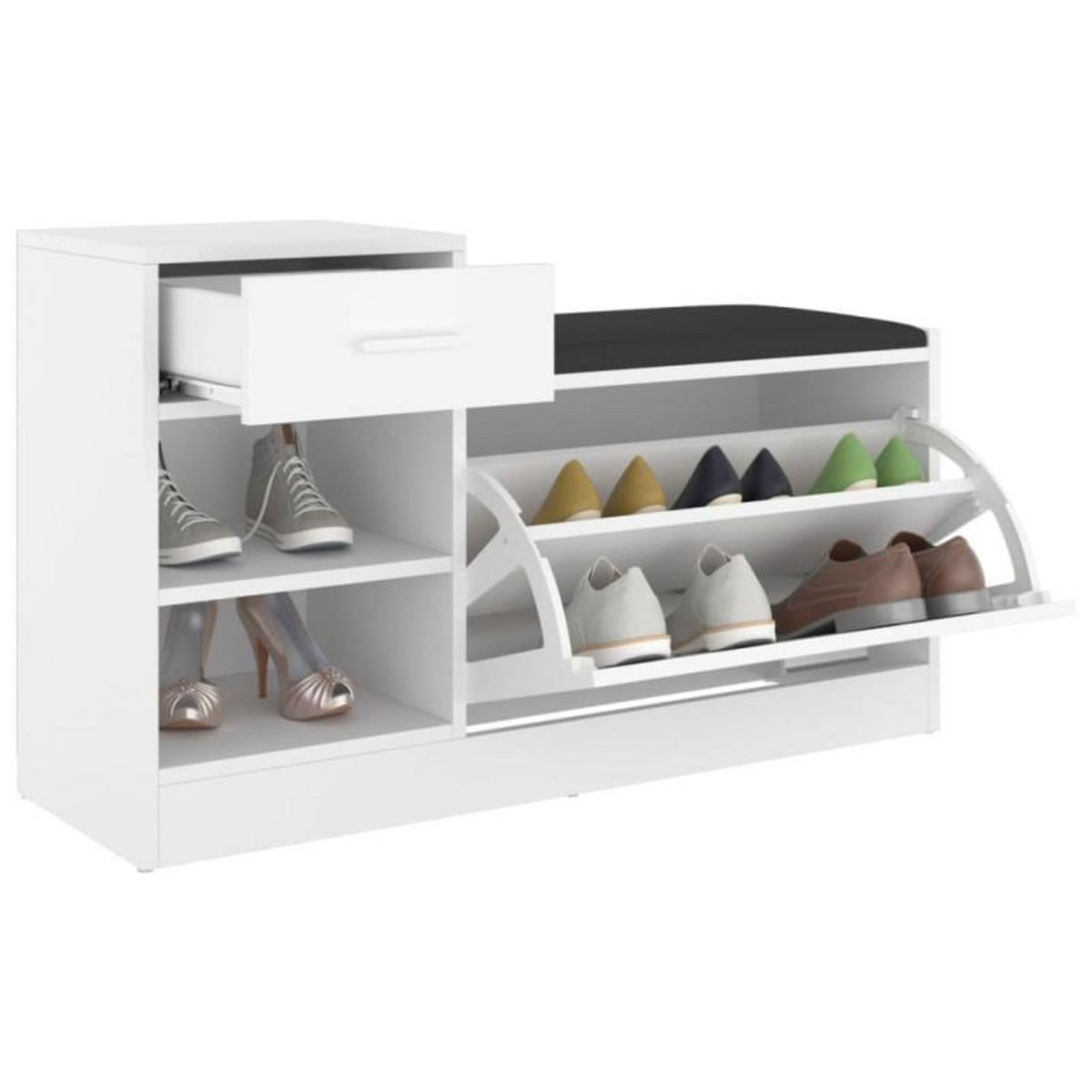 VIDAXL Banc à chaussures Blanc 94,5x31x57 cm Bois d ingénierie