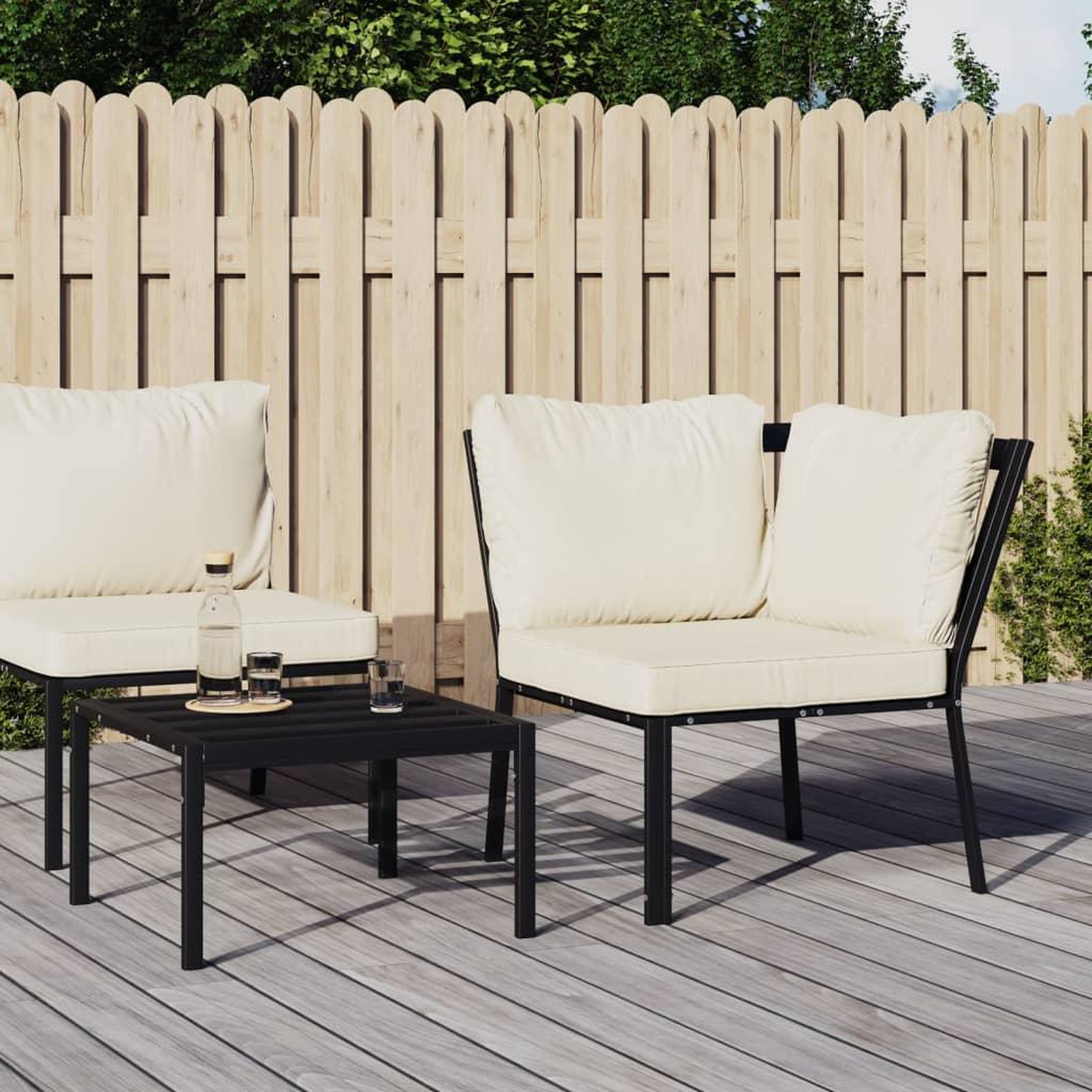 Voir la diapositive 2 : VIDAXL Chaise de jardin avec coussins sable 76x76x79 cm acier