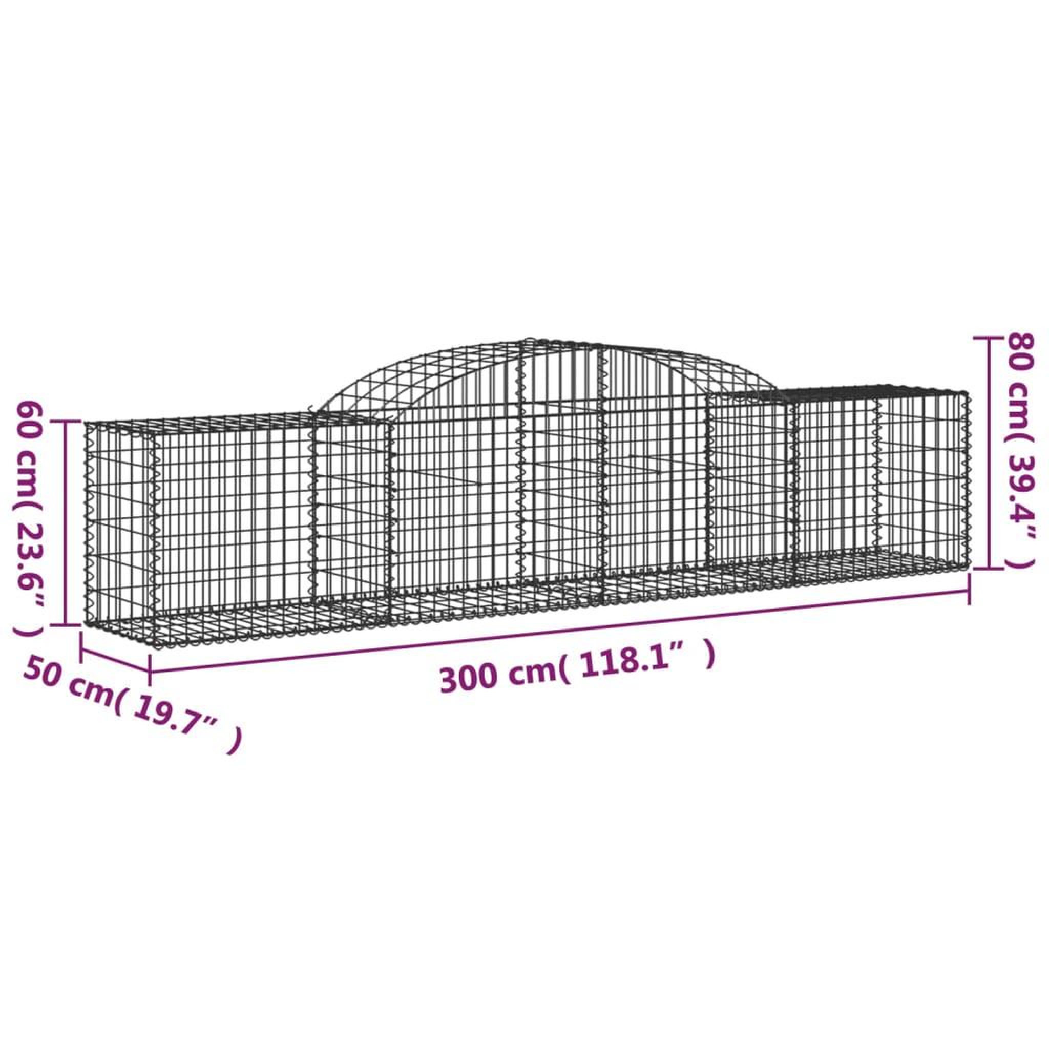 Voir la diapositive 6 : VIDAXL Paniers a gabions arques 6 pcs 300x50x60/80 cm fer galvanise