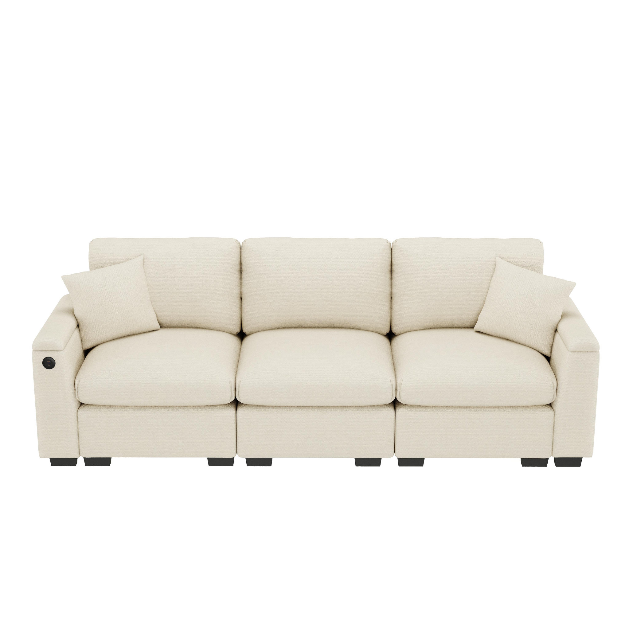 Voir la diapositive 1 : MERAX Canapé droit convertible 3 places tissu