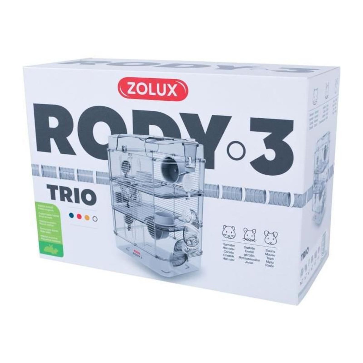 Zolux Cage sur 3 étages - ZOLUX - Rody3 trio - Pour hamsters, souris et gerbilles - L 41 x p 27 x h 53 cm - Blanc
