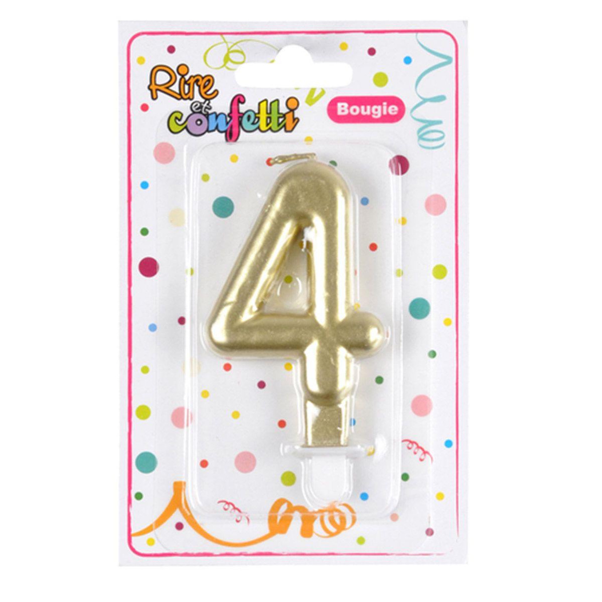 Voir la diapositive 2 : HOMEA Bougie d'Anniversaire  Chiffre 4  7cm Or