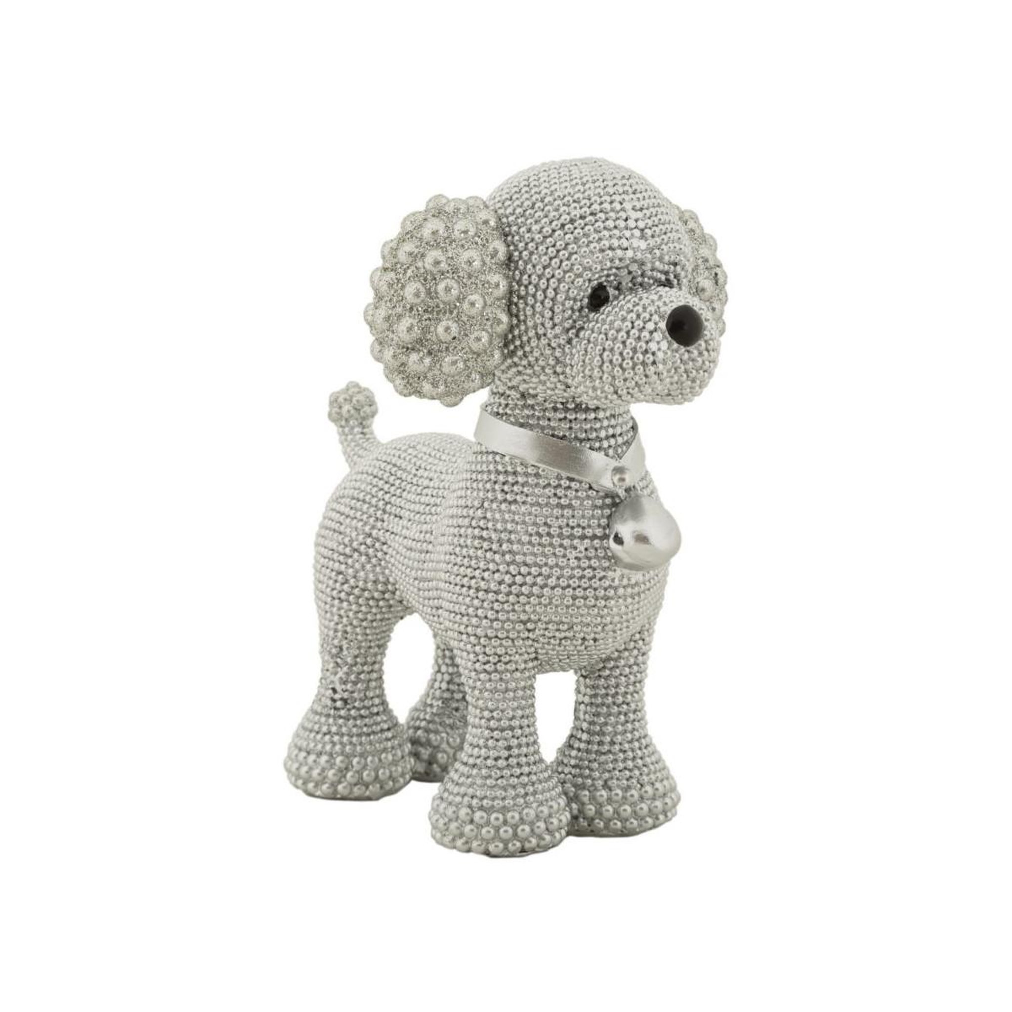 Voir la diapositive 1 : Paris Prix Statuette déco caniche debout  sparky  15cm argent