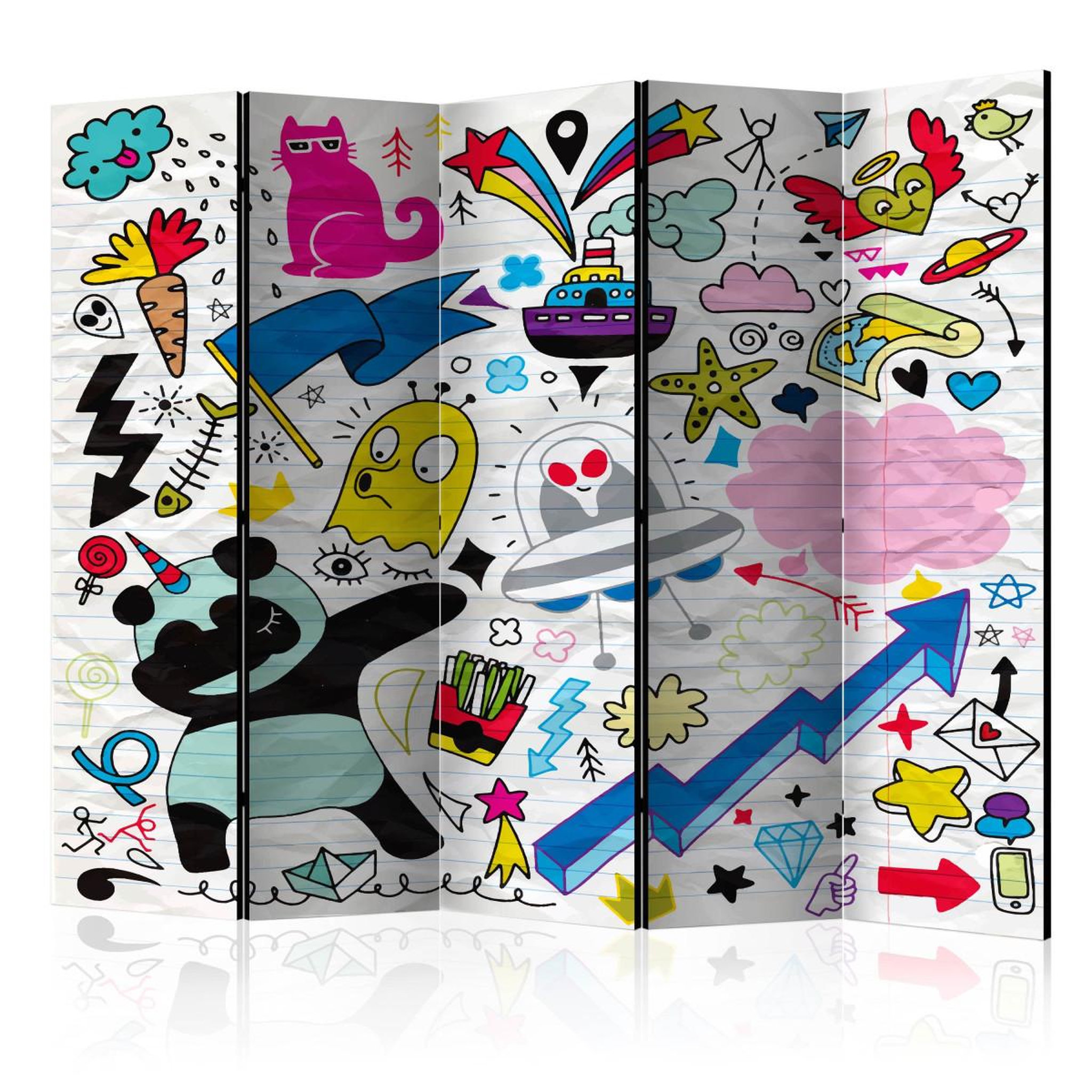 Paris Prix Paravent 5 volets  energetic panda  172x225cm