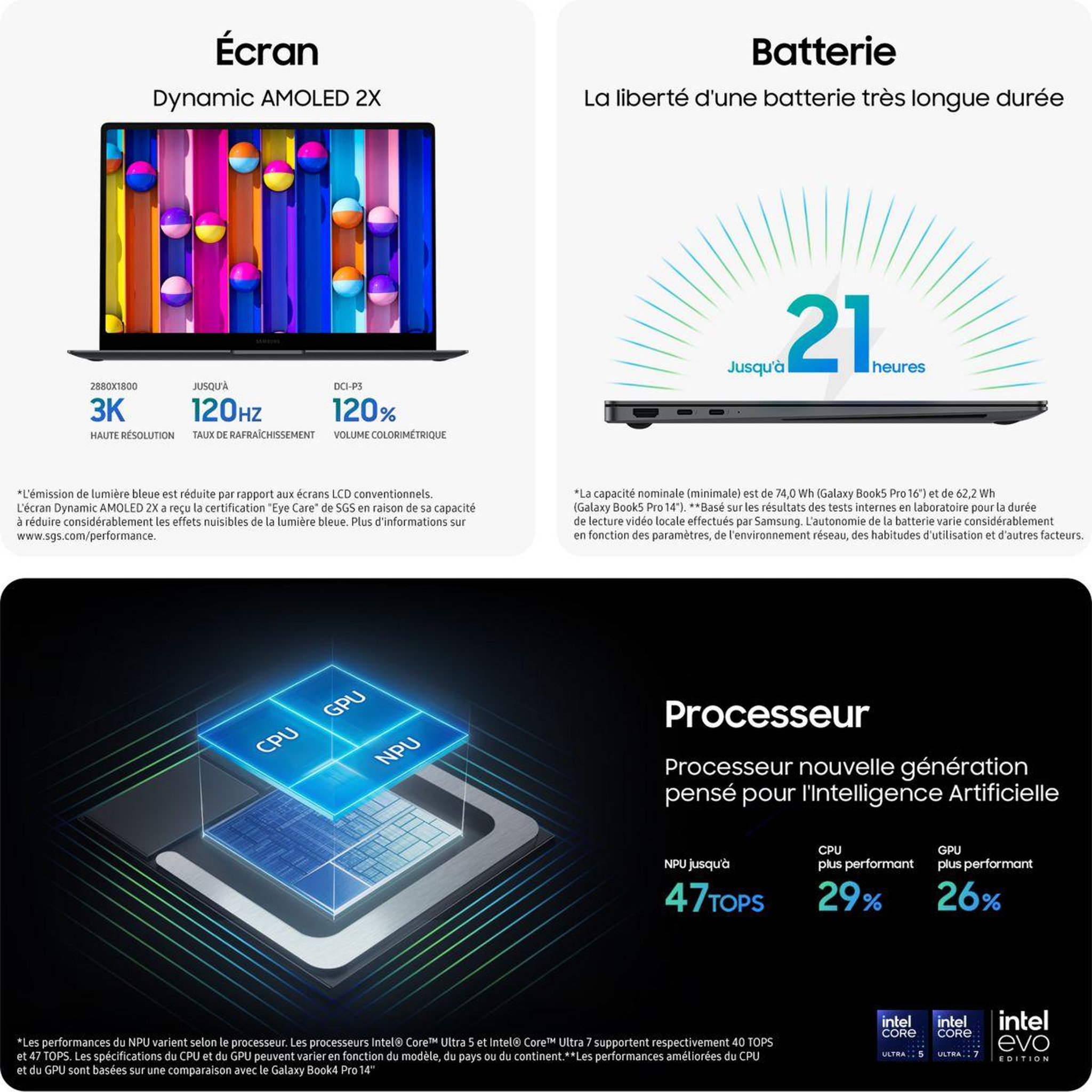 Voir la diapositive 4 : Samsung Ordinateur portable Galaxy Book5 Pro 14'' Copilot+ PC Gris