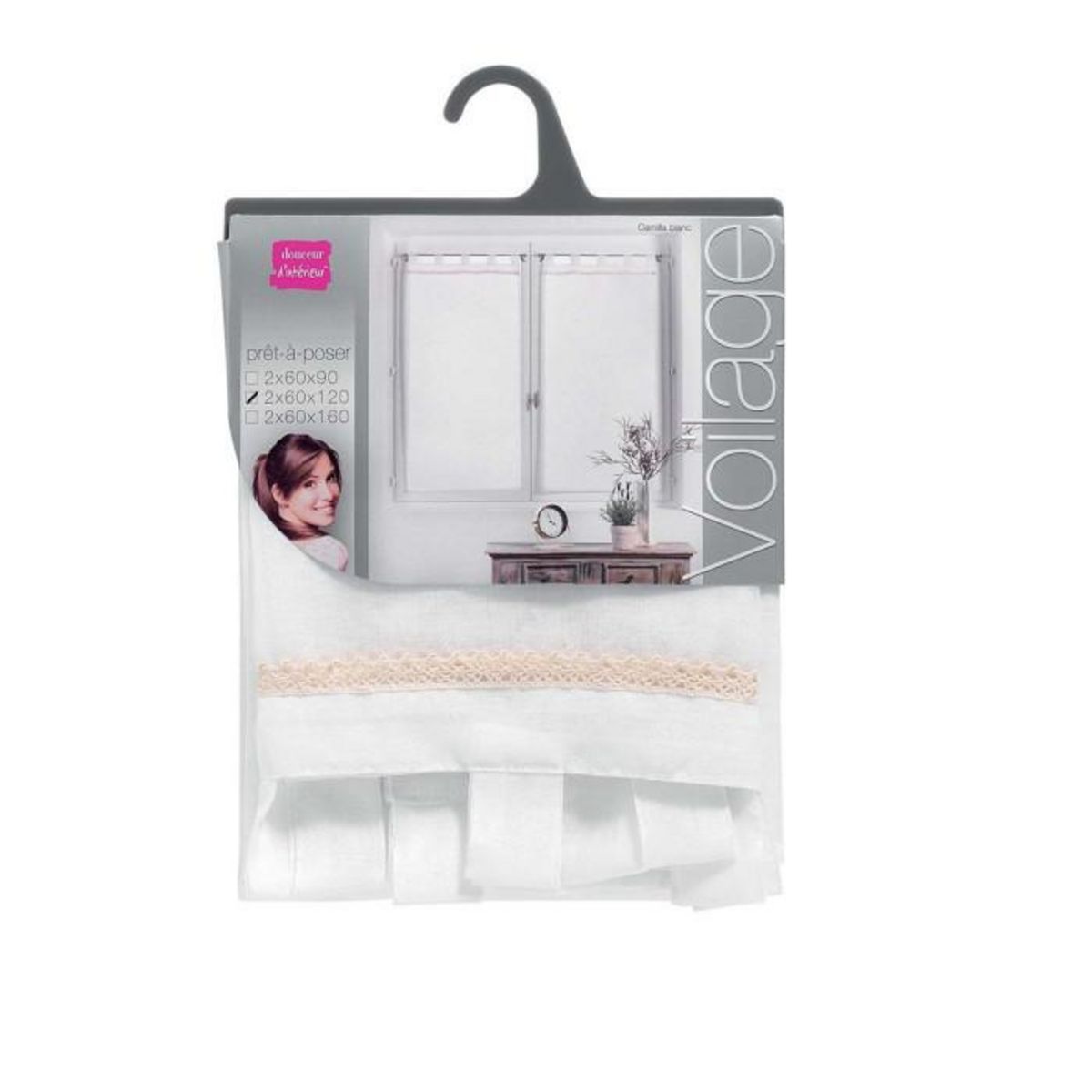 Paris Prix Paire de Voilages  Camilla  60x120cm Blanc