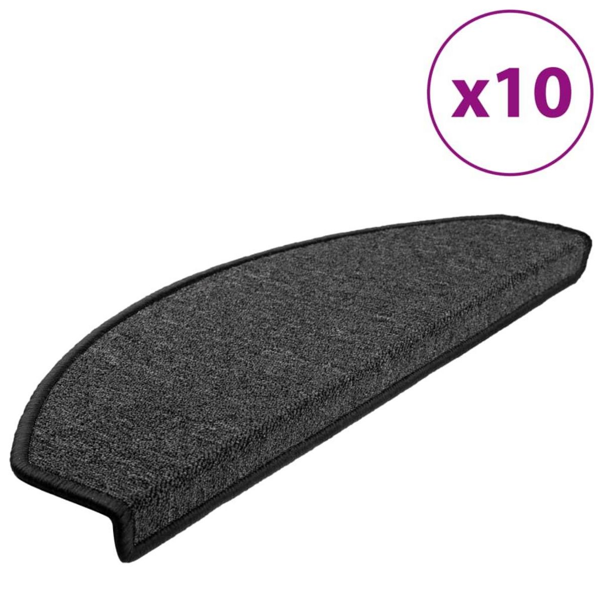 VIDAXL Tapis d'escalier 10 pcs 65x24x4 cm Anthracite