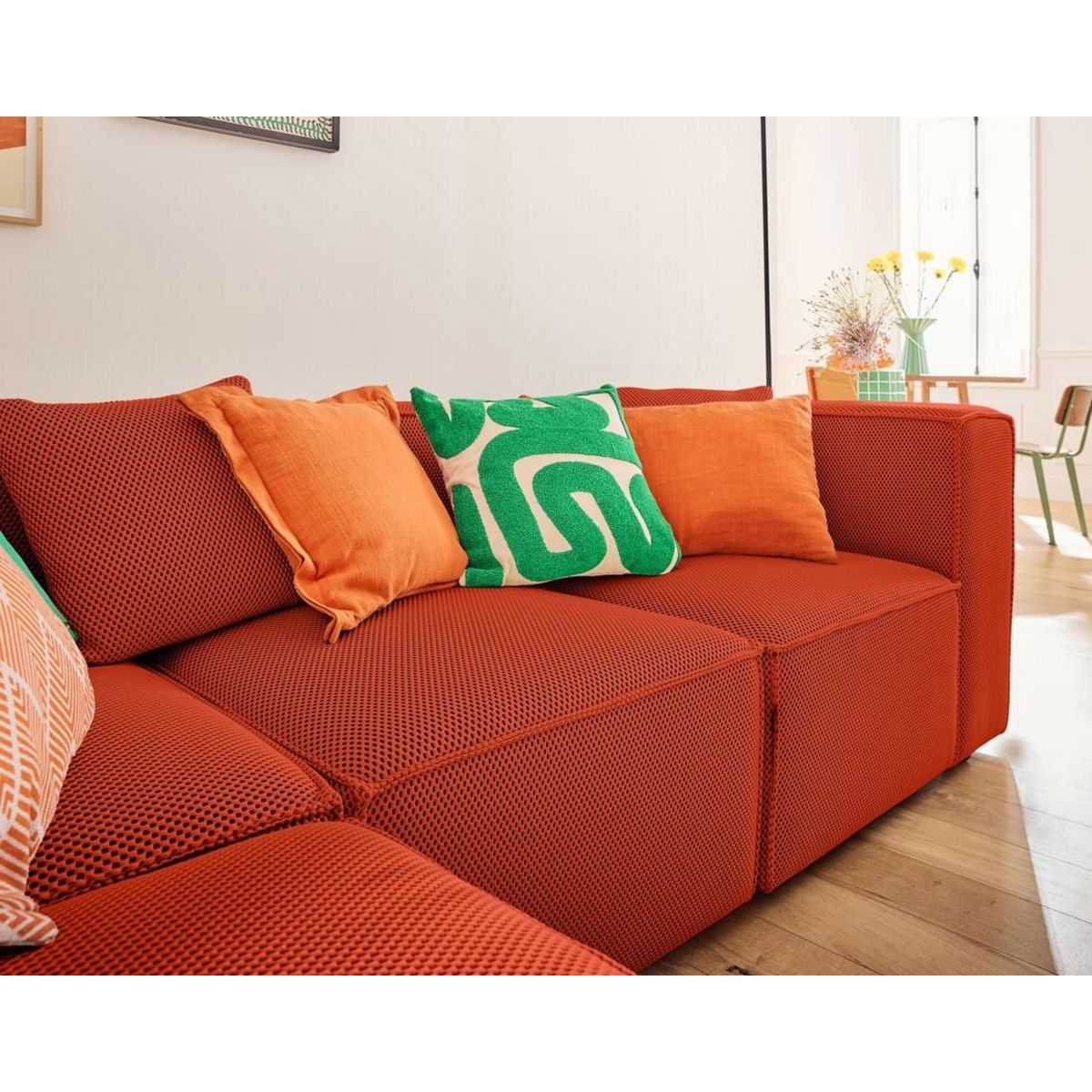 LISA DESIGN Arty - canapé modulable d'angle gauche 5 places - en tissu mailles 3d