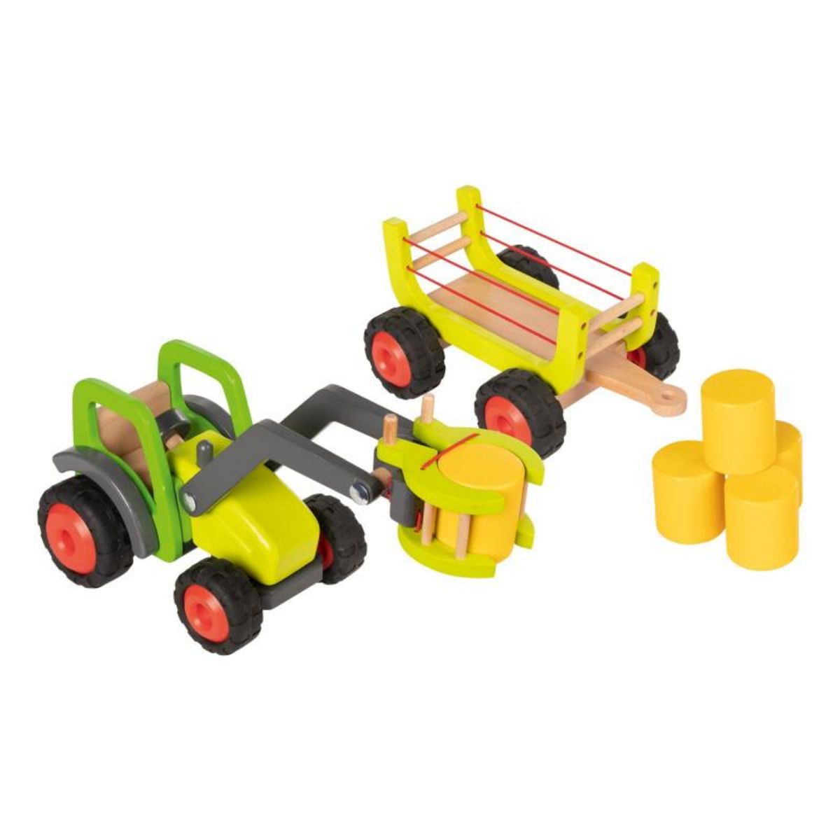 Goki GOKI Wooden Tractor with Hay Wagon