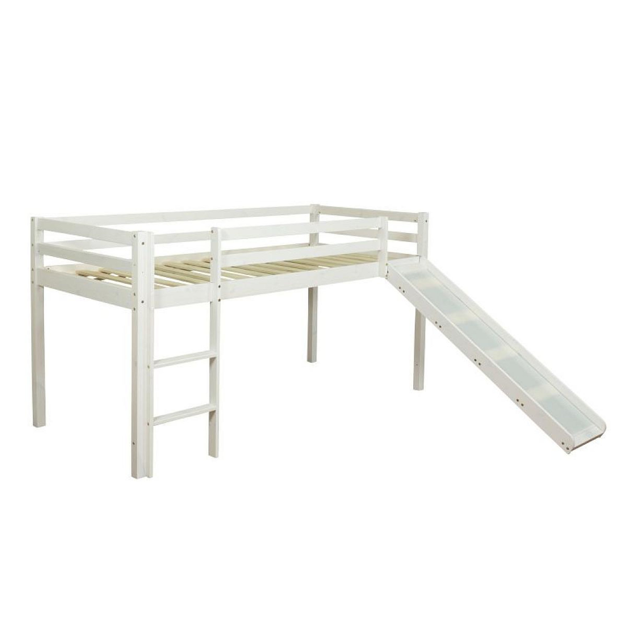 HomeStyle4U Lit blanc mi-haut avec matelas sommier à lattes