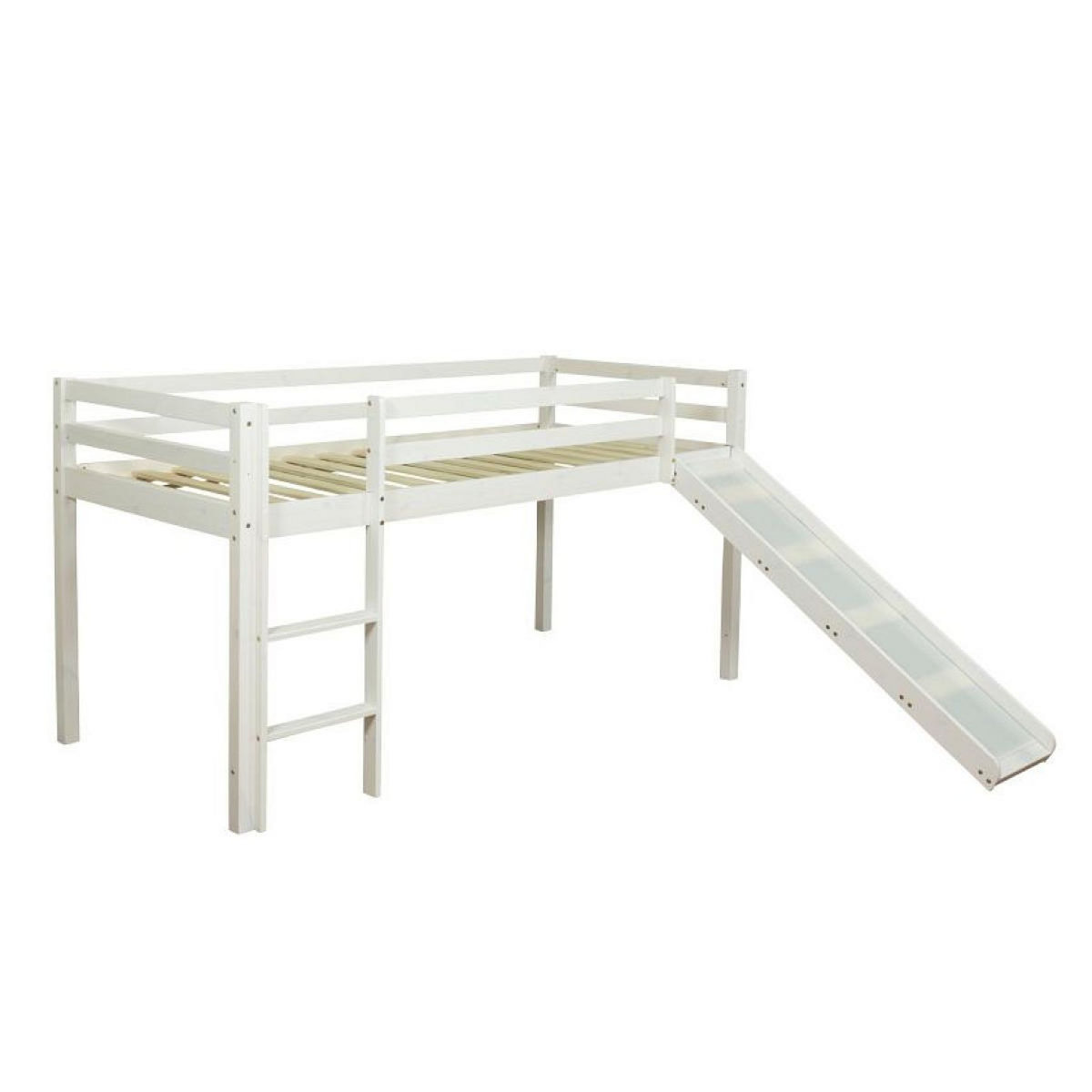 HomeStyle4U Lit blanc mi-haut avec matelas sommier à lattes