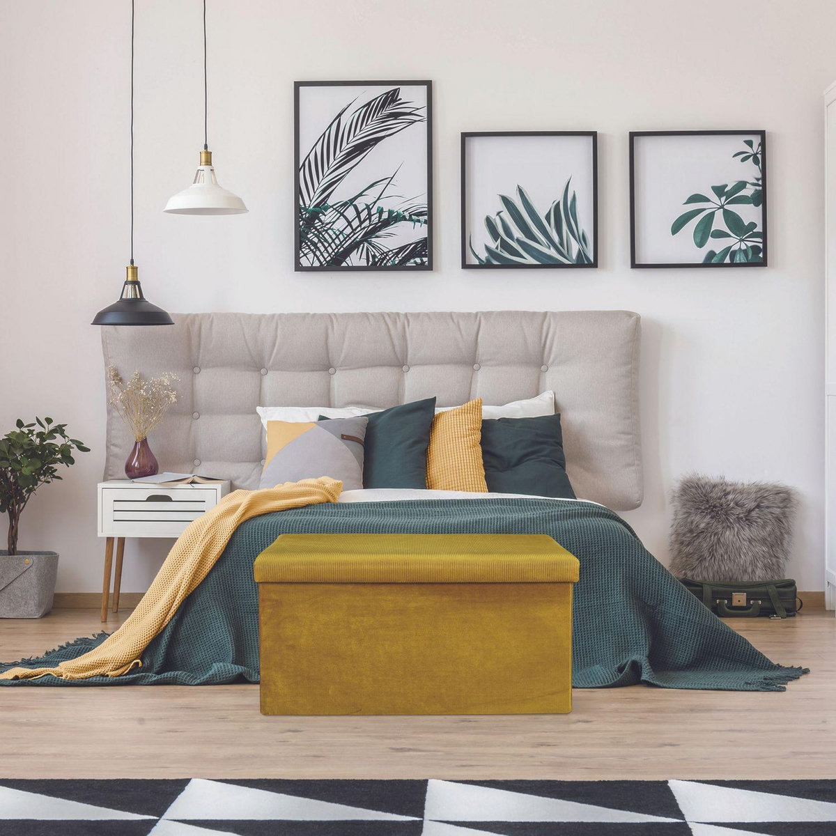 The Home Deco Factory Coffre banc pliable design velours Giulia