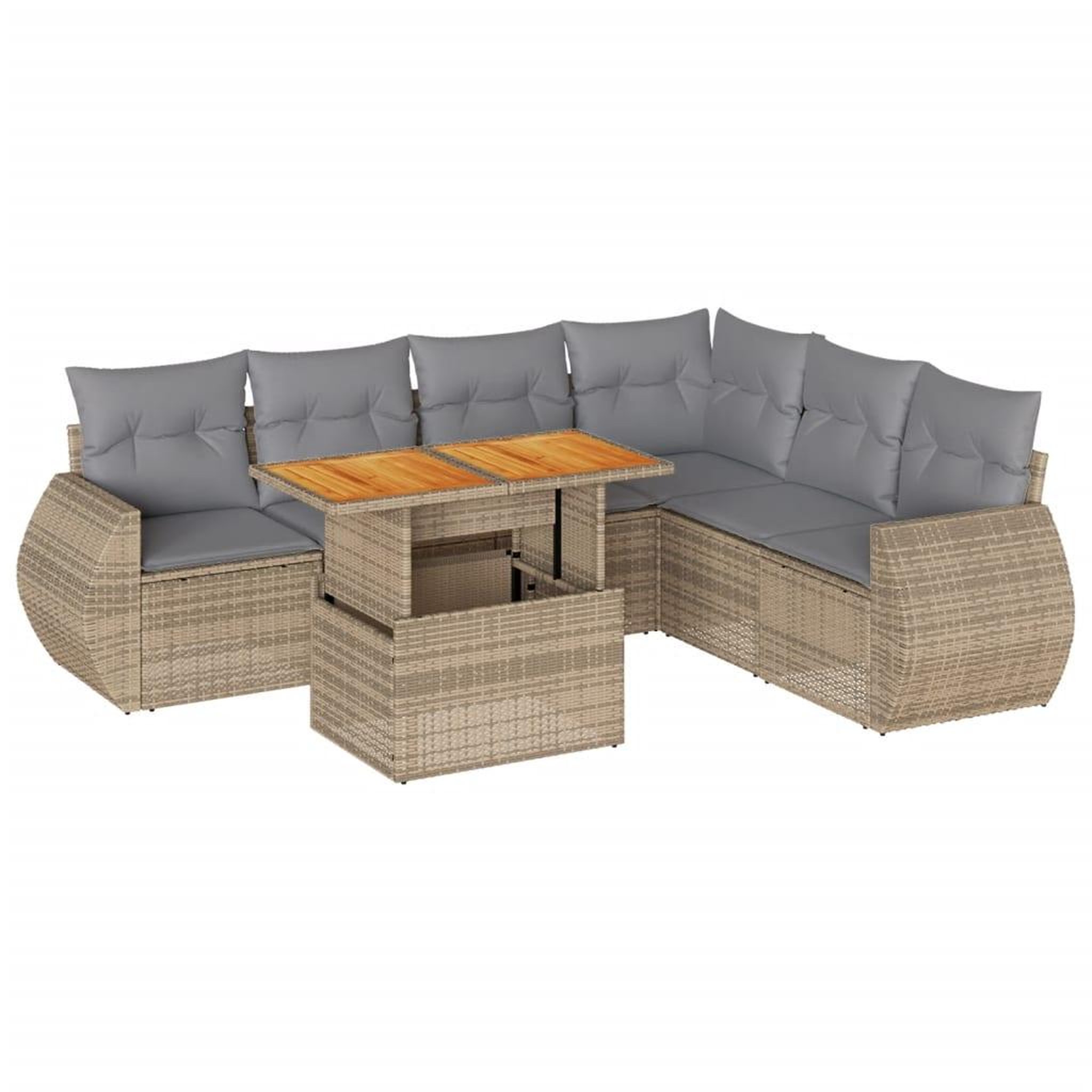 Voir la diapositive 2 : VIDAXL Salon de jardin avec coussins 7 pcs beige resine tressee