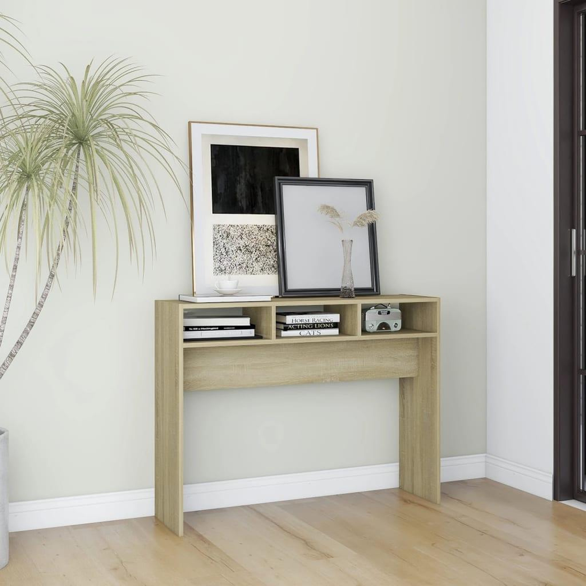 Voir la diapositive 1 : VIDAXL Table console chene sonoma 105x30x80 cm bois d'ingenierie