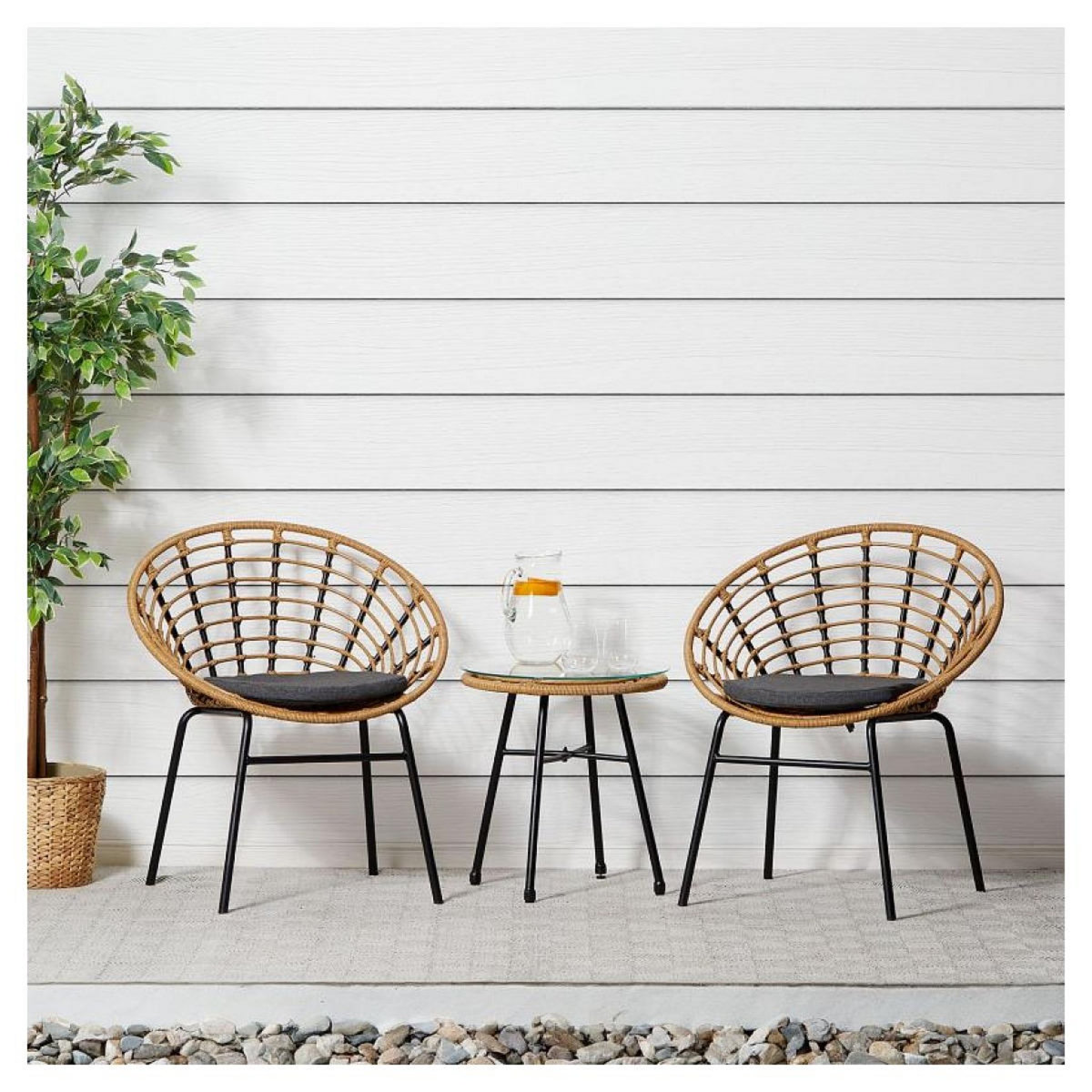 HomeStyle4U Ensemble salon de jardin Table et 2 chaises bistro