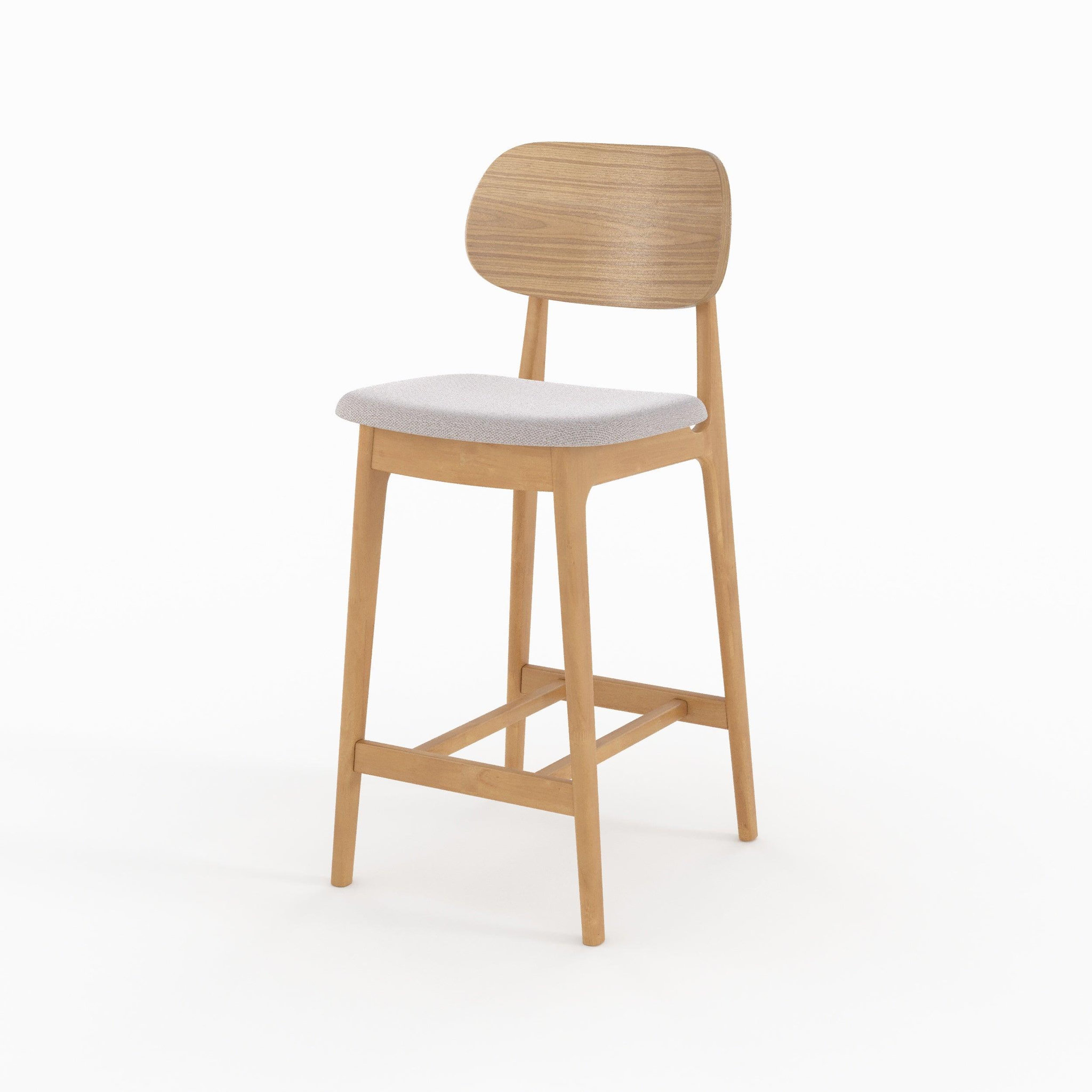 Voir la diapositive 6 : MAISON PAVANE Lot de 2 chaises pour îlot central 66 cm en bois clair et tissu beige-charlize