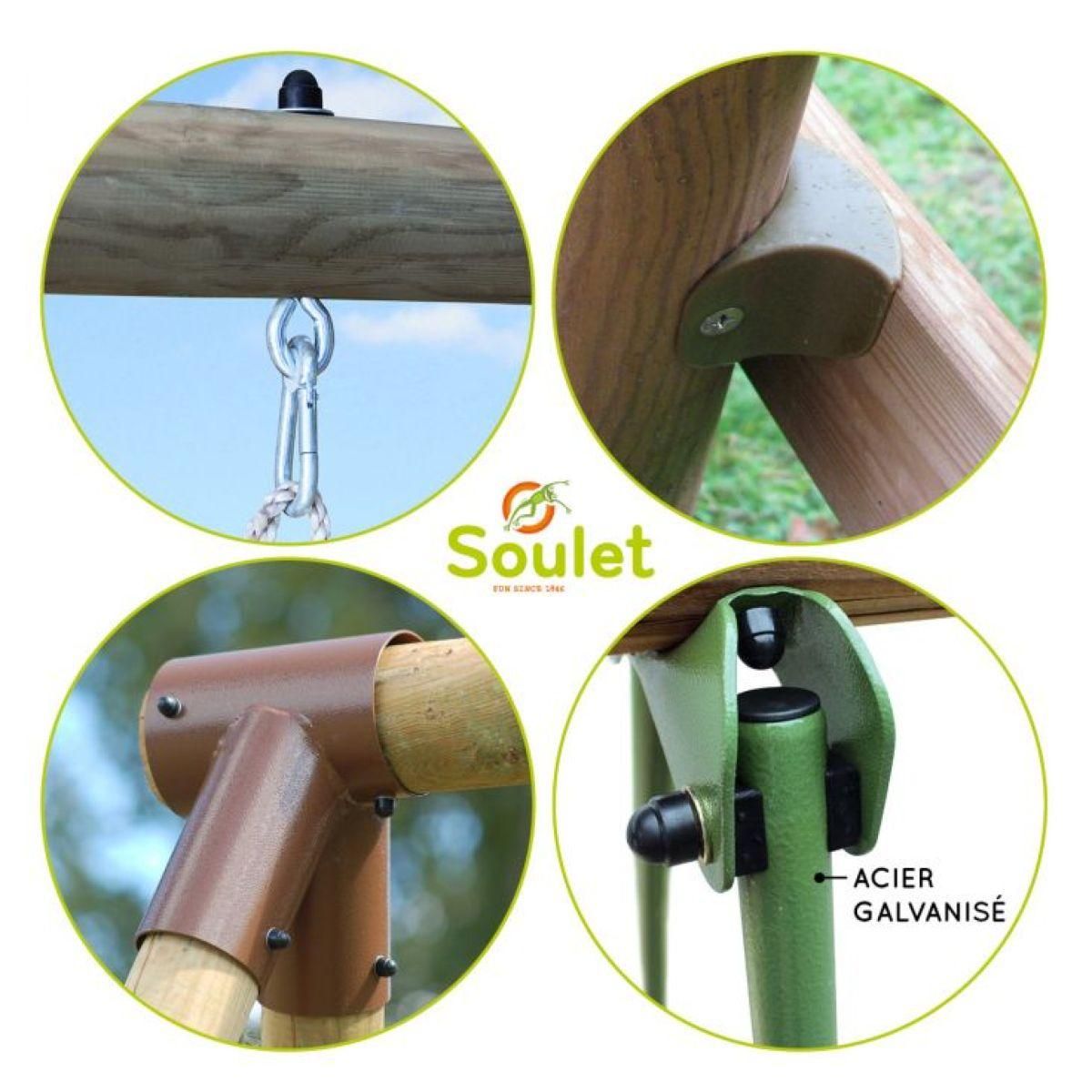 Soulet Portique balançoire avec toboggan - Bois - H1.95m - MURIER