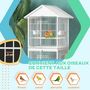 Voir la diapositive 6 : PAWHUT Volière cage à oiseaux sur roulettes design maison mangeoires perchoirs 10 portes plateaux excréments amovibles acier blanc