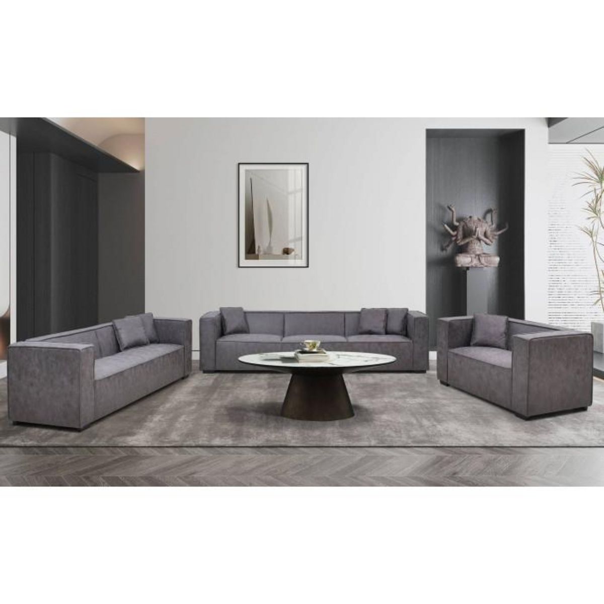 Paris Prix Fauteuil Large en Tissu  Brock  146cm Gris