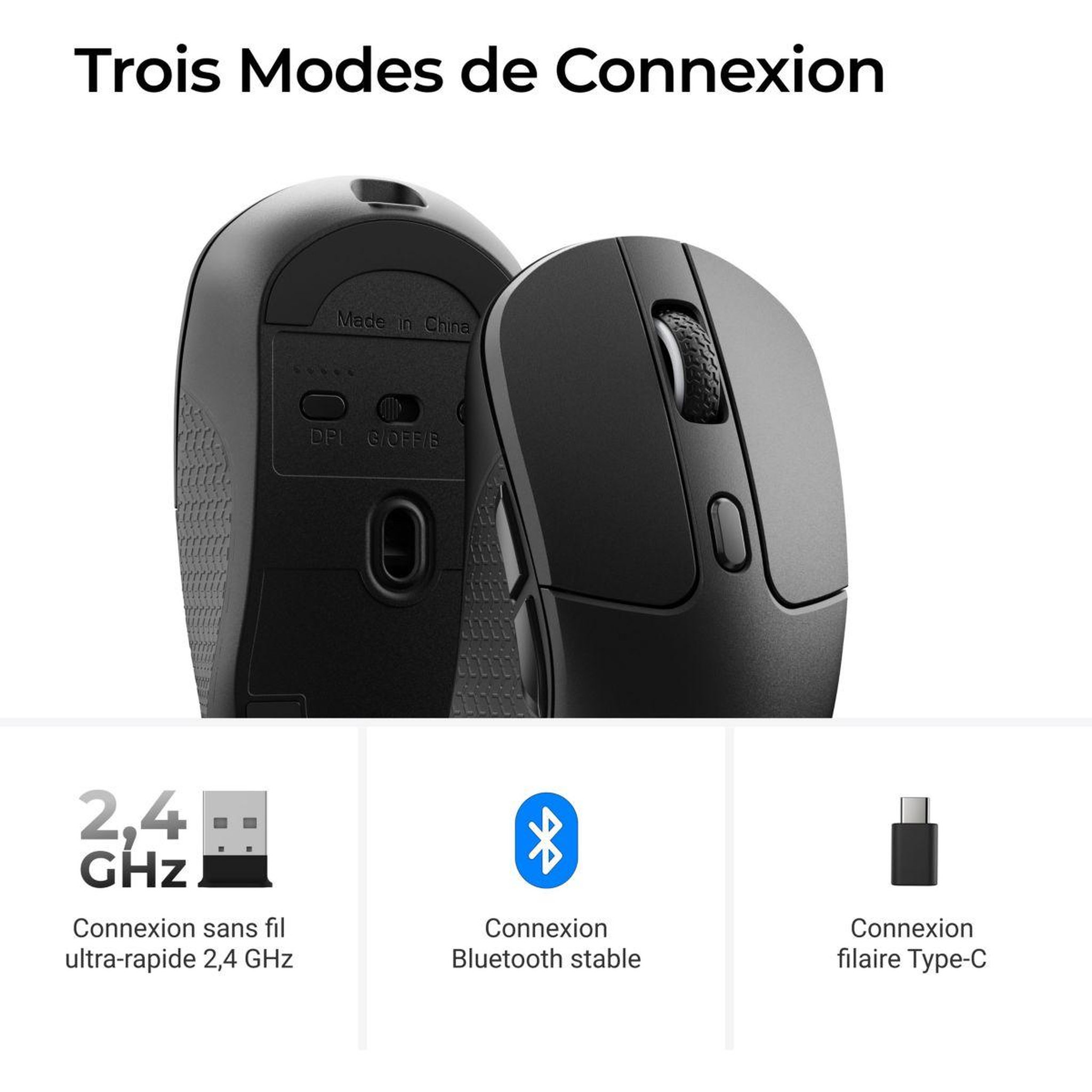Voir la diapositive 2 : KEYCHRON Souris Gamer Sans Fil M3 1K Wireless