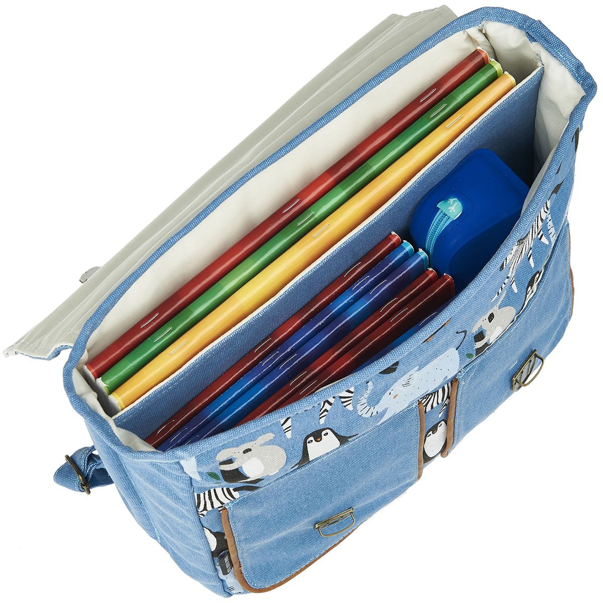 Voir la diapositive 4 : Cartable 36 cm CP/CE1/CE2 bleu EC-OOOH! ANIMALS CARTON