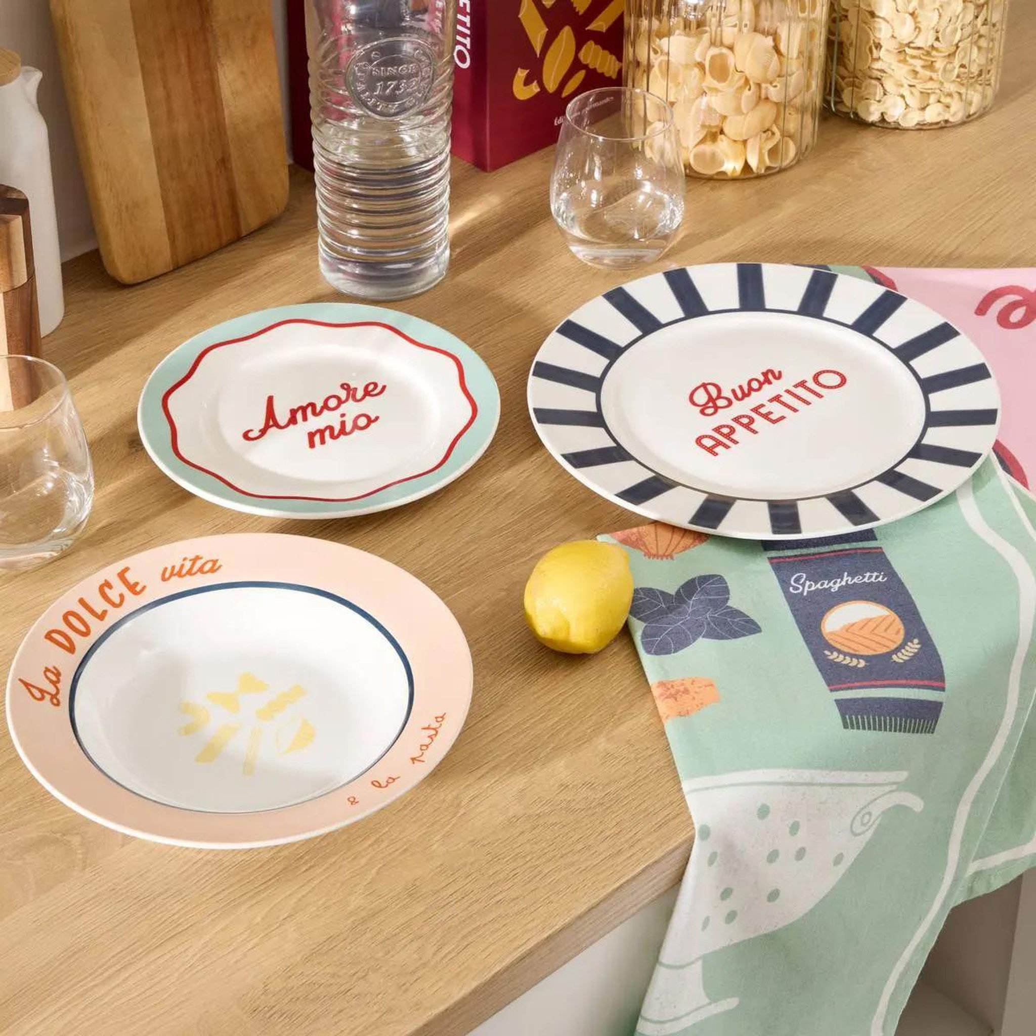 Voir la diapositive 3 : SECRET DE GOURMET Lot de 6 assiettes plates  della pasta  26cm multicolore