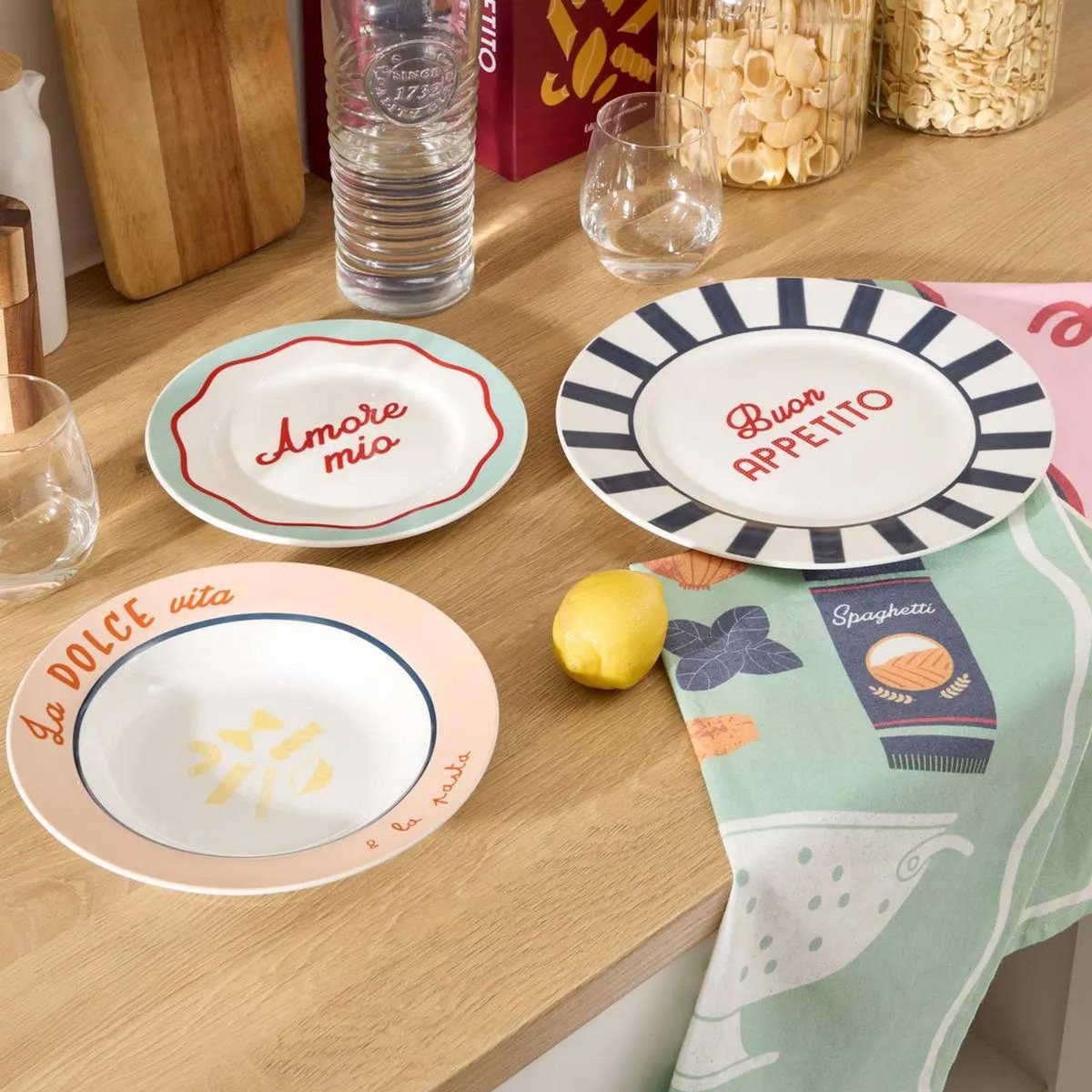 SECRET DE GOURMET Lot de 6 Assiettes Plates  Della Pasta  26cm Multicolore
