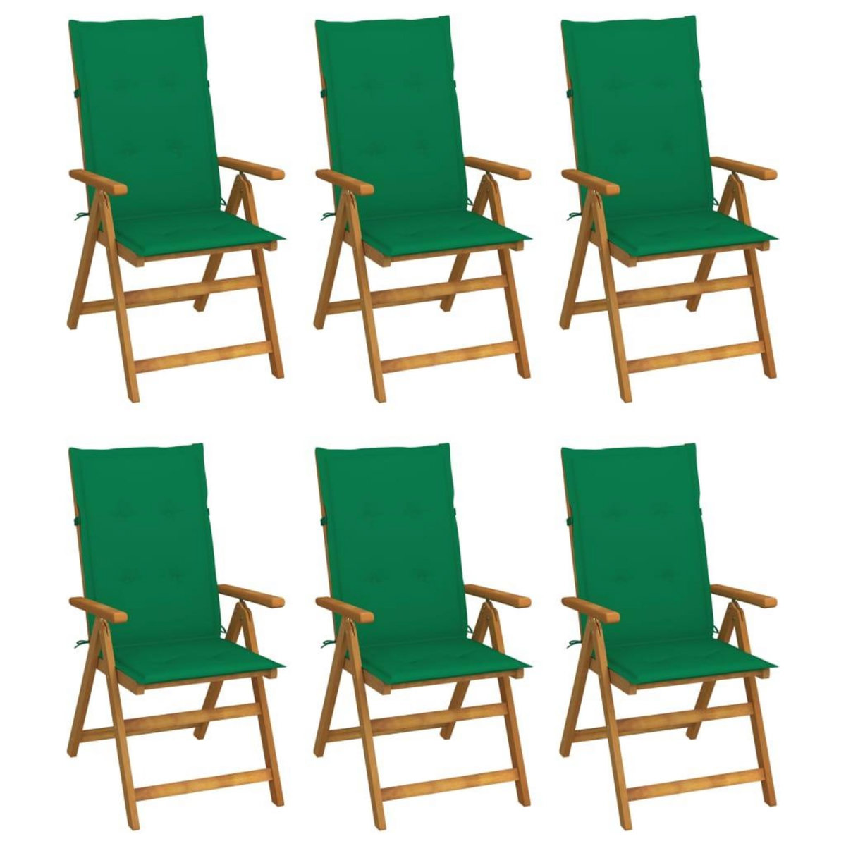 VIDAXL Chaises pliables de jardin lot de 6 avec coussins Bois d'acacia