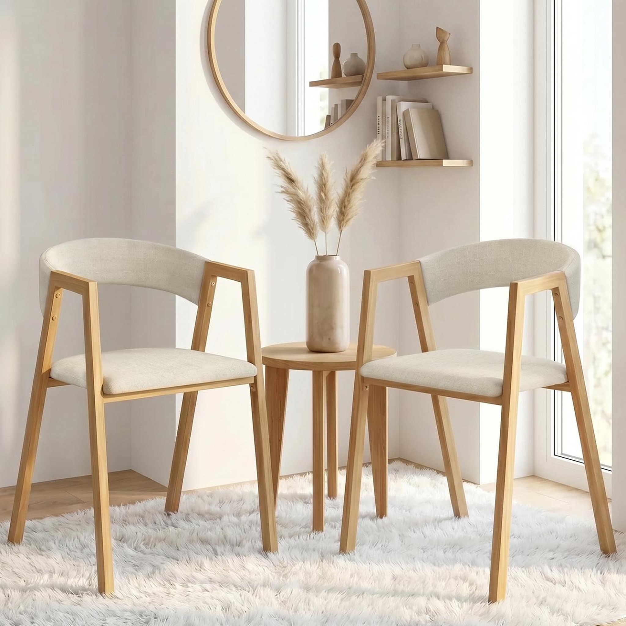 Voir la diapositive 6 : ID MARKET Lot de 6 chaises CAMILLE en métal effet bois et tissu beige avec accoudoirs